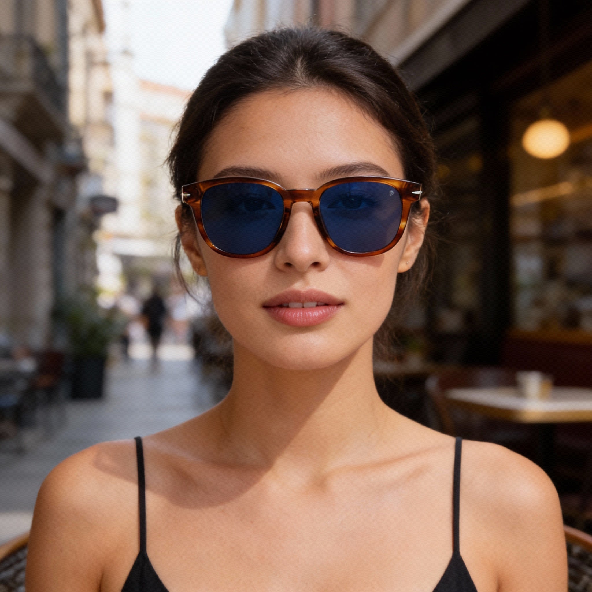 Gafas de sol David Beckham DB 1062/S unisex de acetato, montura azul y marrón, lentes de color marrón, protección UV, 52 mm, Photo 6