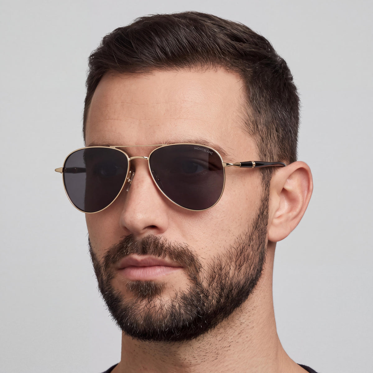 MONTBLANC Mb0345s Men's Casual Gold Black Grey Acetate Sunglasses with 100% UV Protection 57-18-140mm, Photo 3