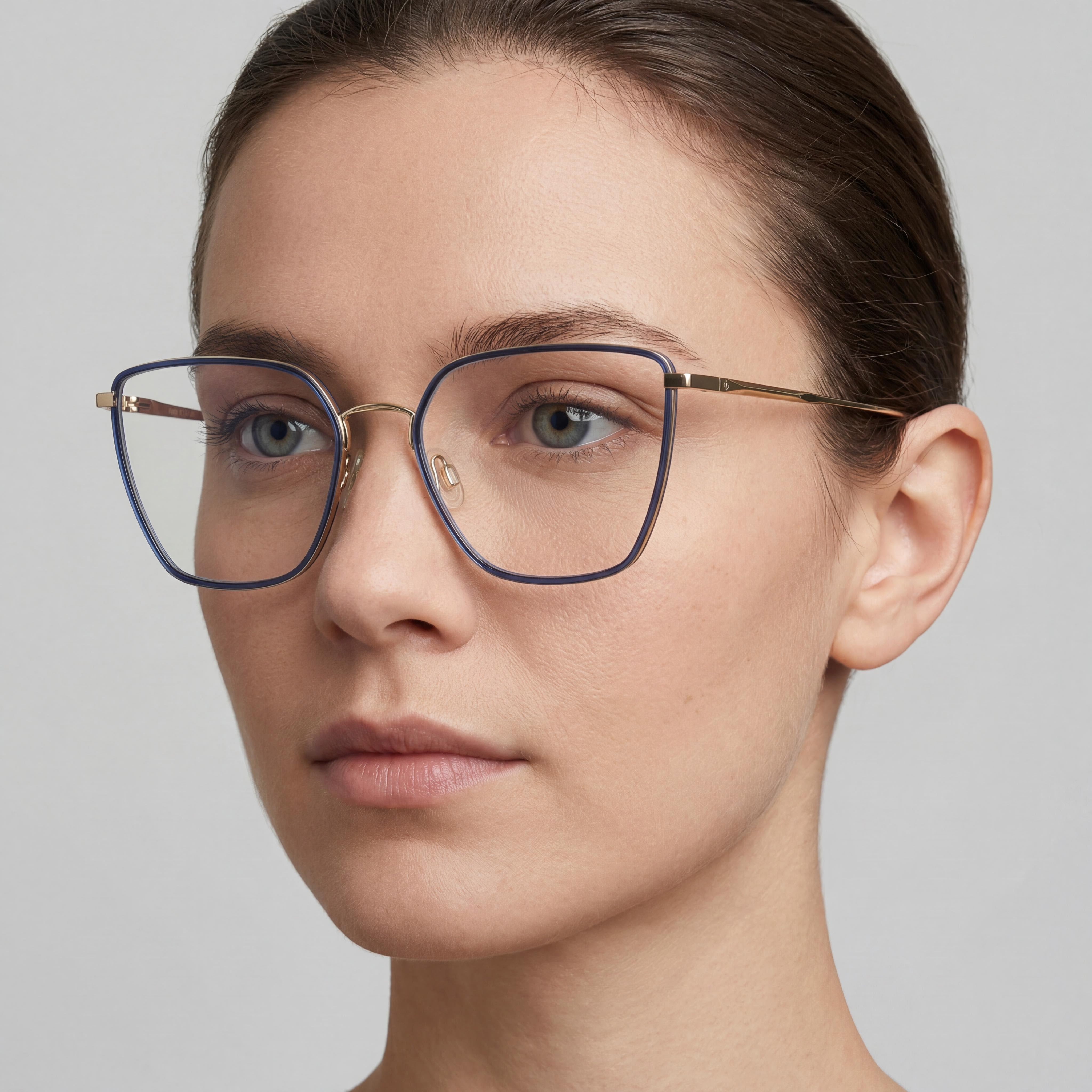 Gafas Rag & Bone Rnb3028 de acero inoxidable azul dorado para mujer, 55 mm, Photo 4