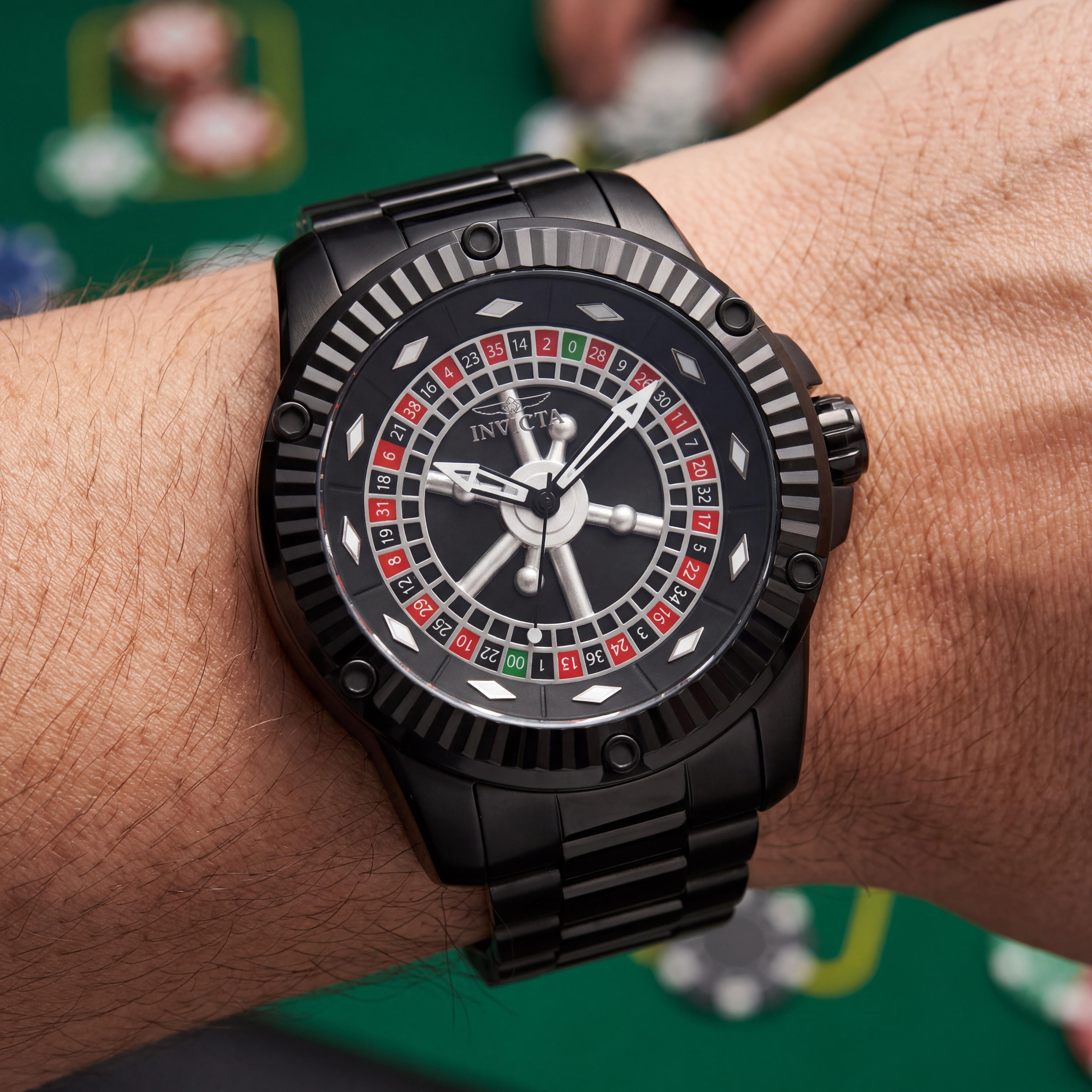 Invicta Specialty Casino 28712 Men's Automatic Black Dial Black-plated Stainless Steel Bracelet Watch 52mm Water Resistant, Photo 4