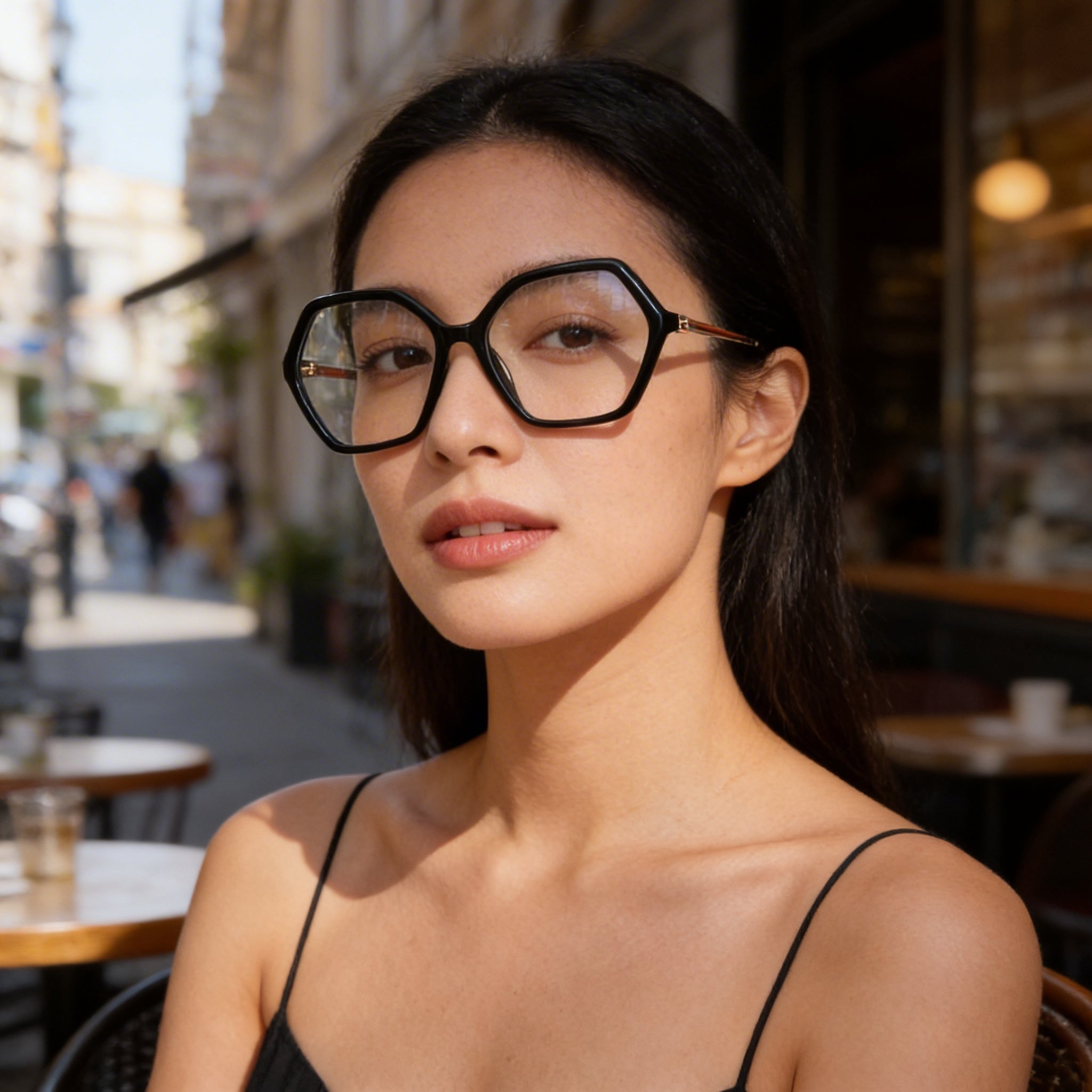 Gafas GUESS para Mujer Gu50149 con Montura de Plástico en Negro Brillante y Oro Pálido Brillante, Lente de 54 mm, Photo 6