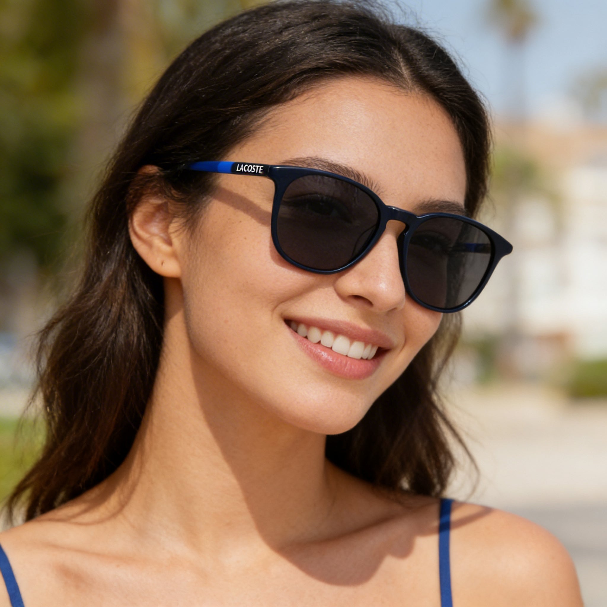 Lacoste Wayfarers Unisex Blue Dark Grey Acetate UV Protection Sunglasses 54mm, Photo 5