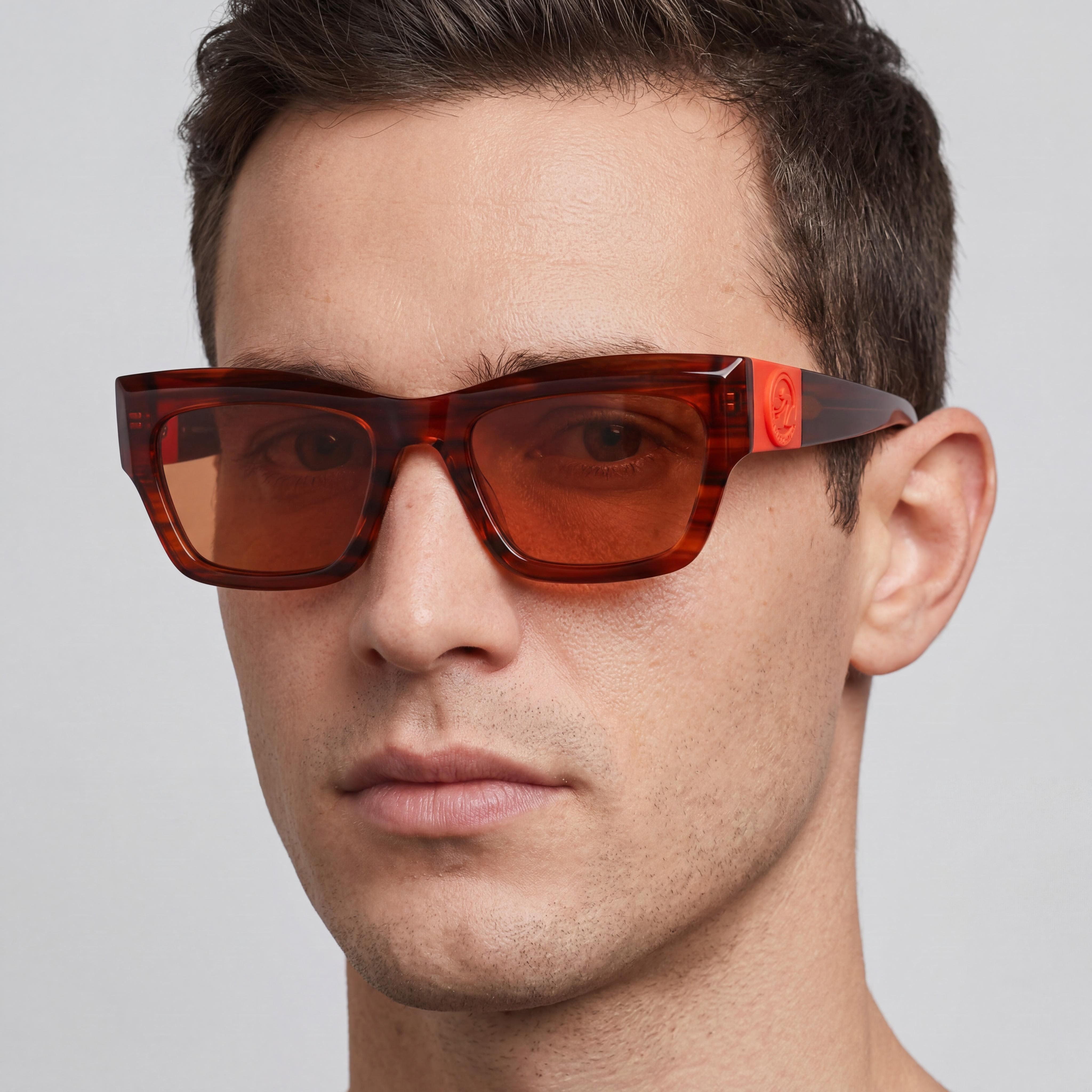 Gafas de sol Longchamp Modern LO763S para hombre, con diseño rectangular modificado y rayas rojas, 6-1-2, Photo 5