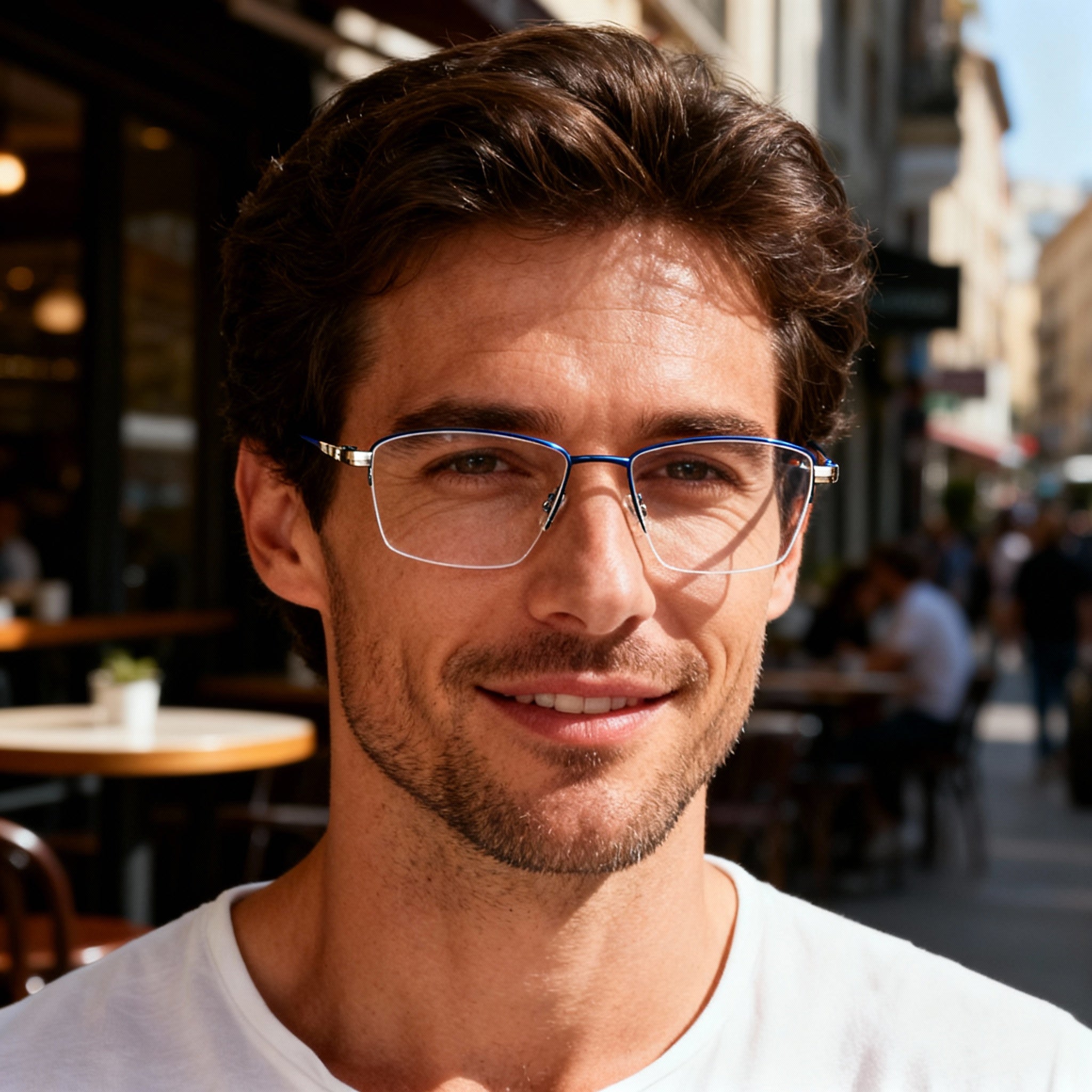 Nike 6045 Men's Titanium Eyeglass Frames Satin Navy 54-17-145, Photo 5