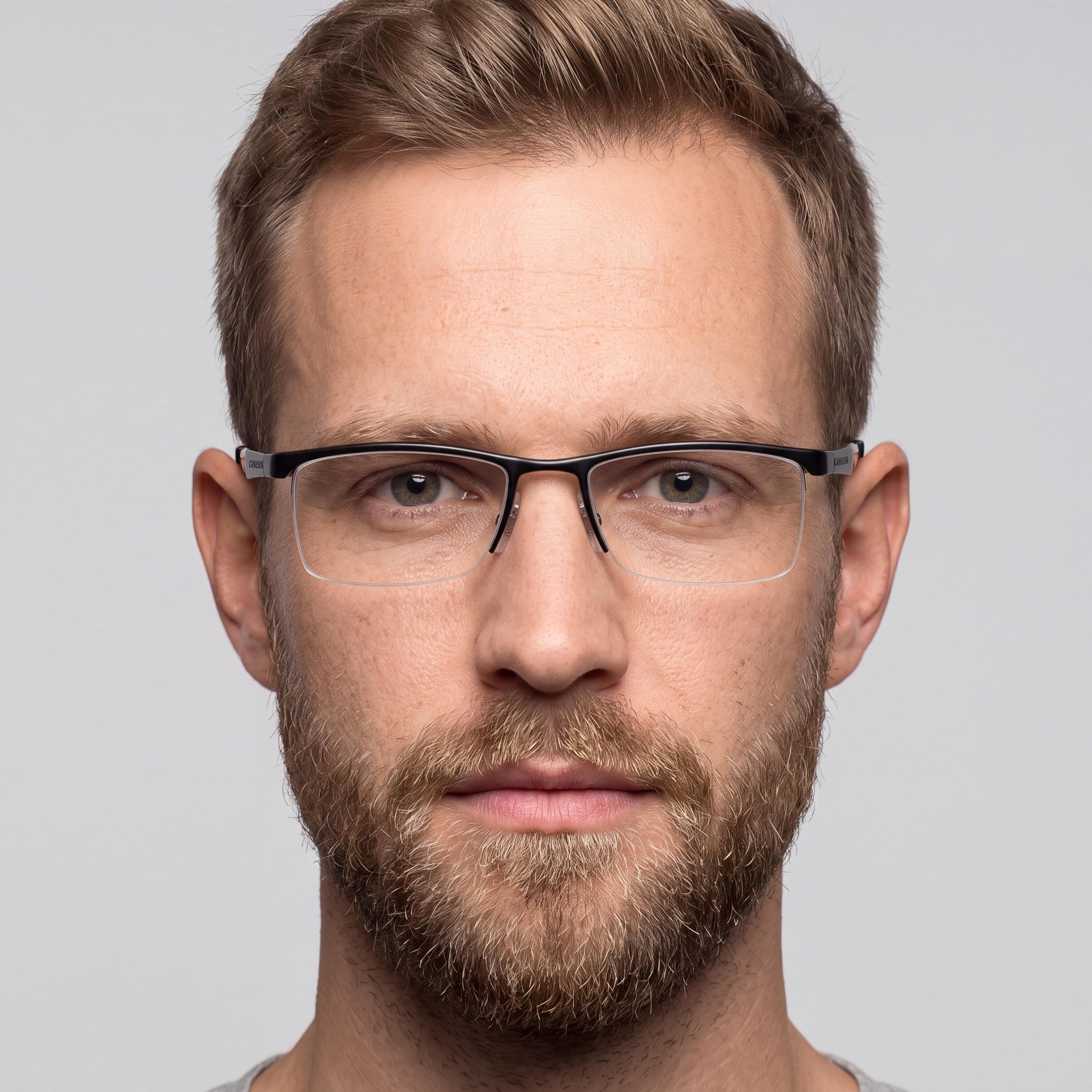 Carrera Men's Carrera 4408 Black Metal Semi-Rimless Rectangular Eyeglasses 56mm, Photo 4