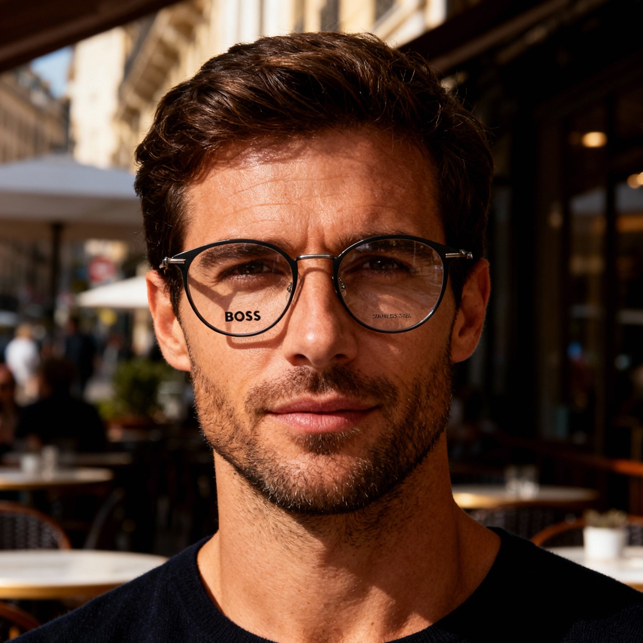 BOSS Boss 1432 Men's Modern Alloy Steel Non-polarized Sunglasses, Matte Black Dark Ruthenium, 50mm, Photo 4