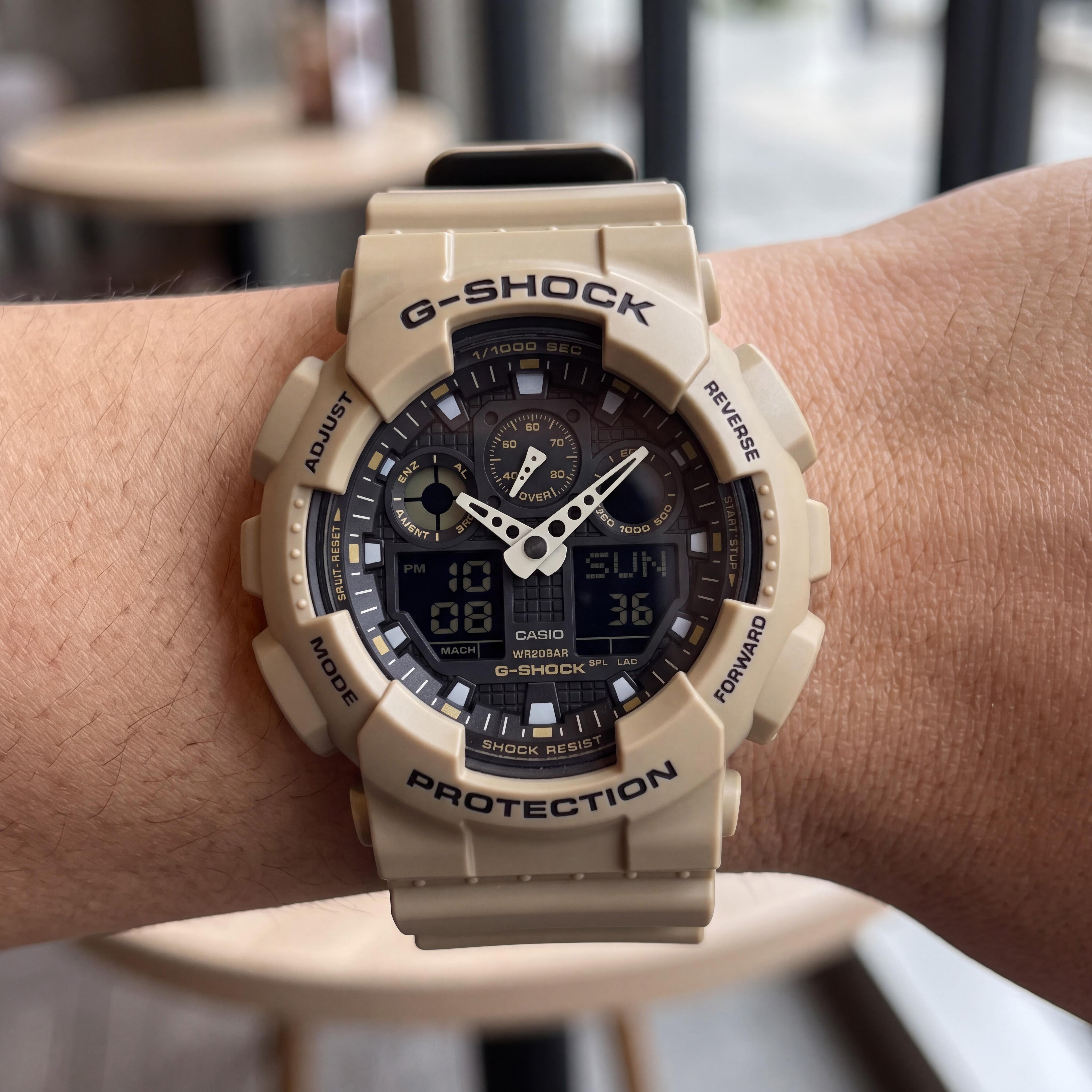 Casio GA-1000L Shock Resistant 200M Water Resistant World Time Alarm Timer LED Light Unisex Beige Watch, Photo 3