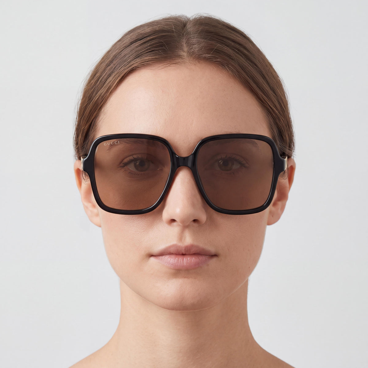 Gucci GG1189S Women's Square Acetate Black Frame Brown Polarized UV Protected Sunglasses 58mm, Photo 3