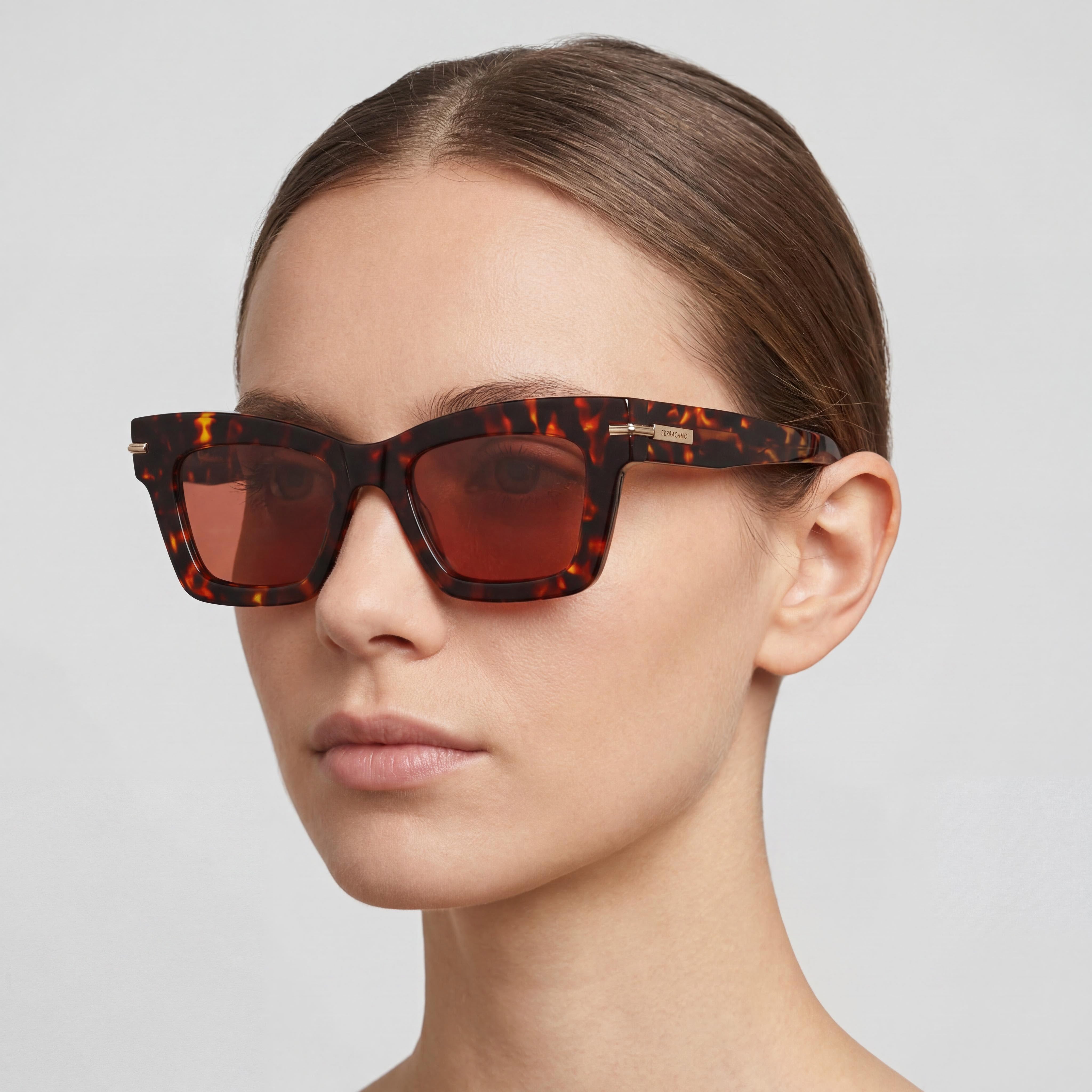 Ferragamo Sf2031s Women's Dark Tortoise Titanium Frame Protection Sunglasses 52-17-145mm, Photo 5