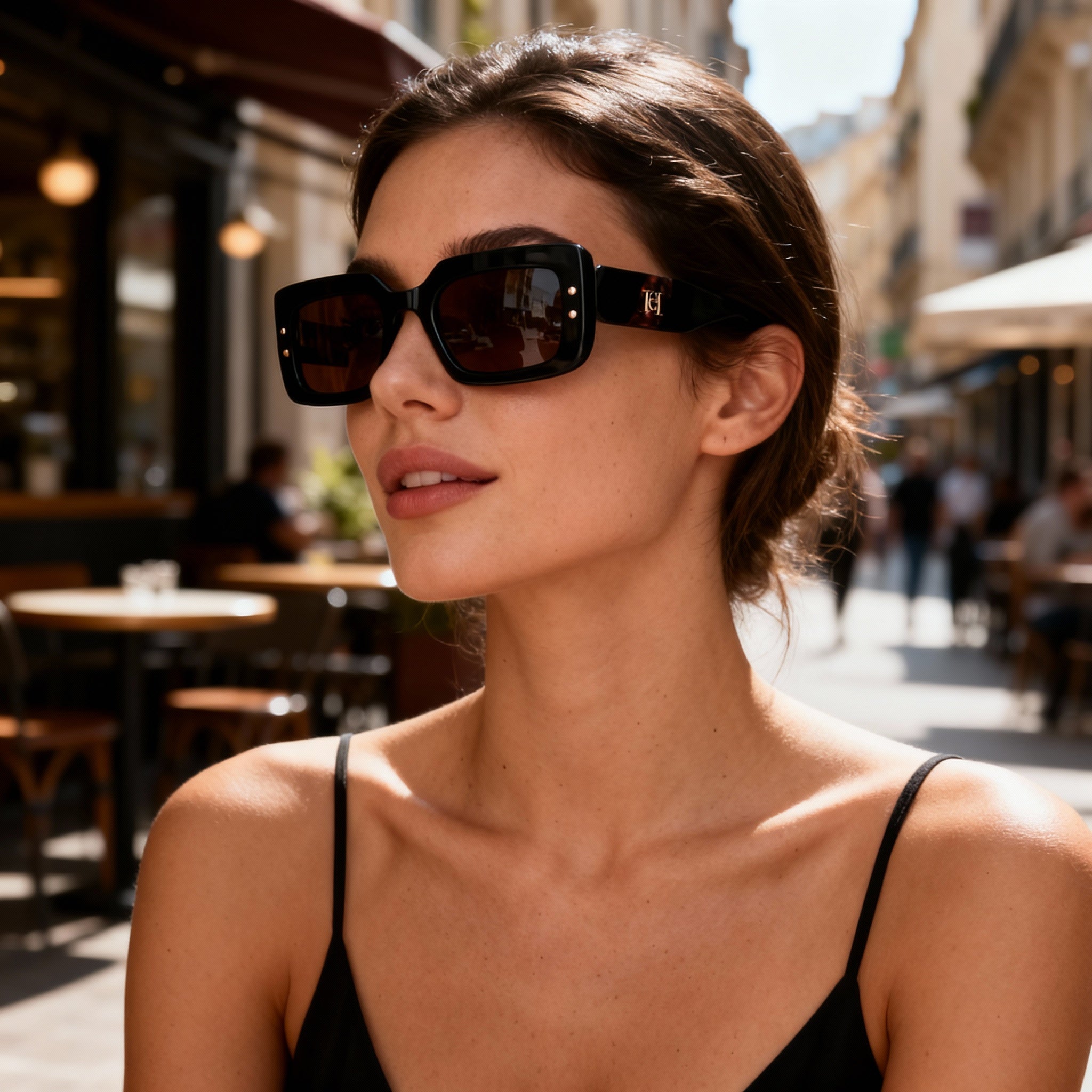 Gafas de sol Carolina Herrera Seasonal para mujer, de acetato, con protección UV, color negro burdeos, talla 50-22-145, Photo 4
