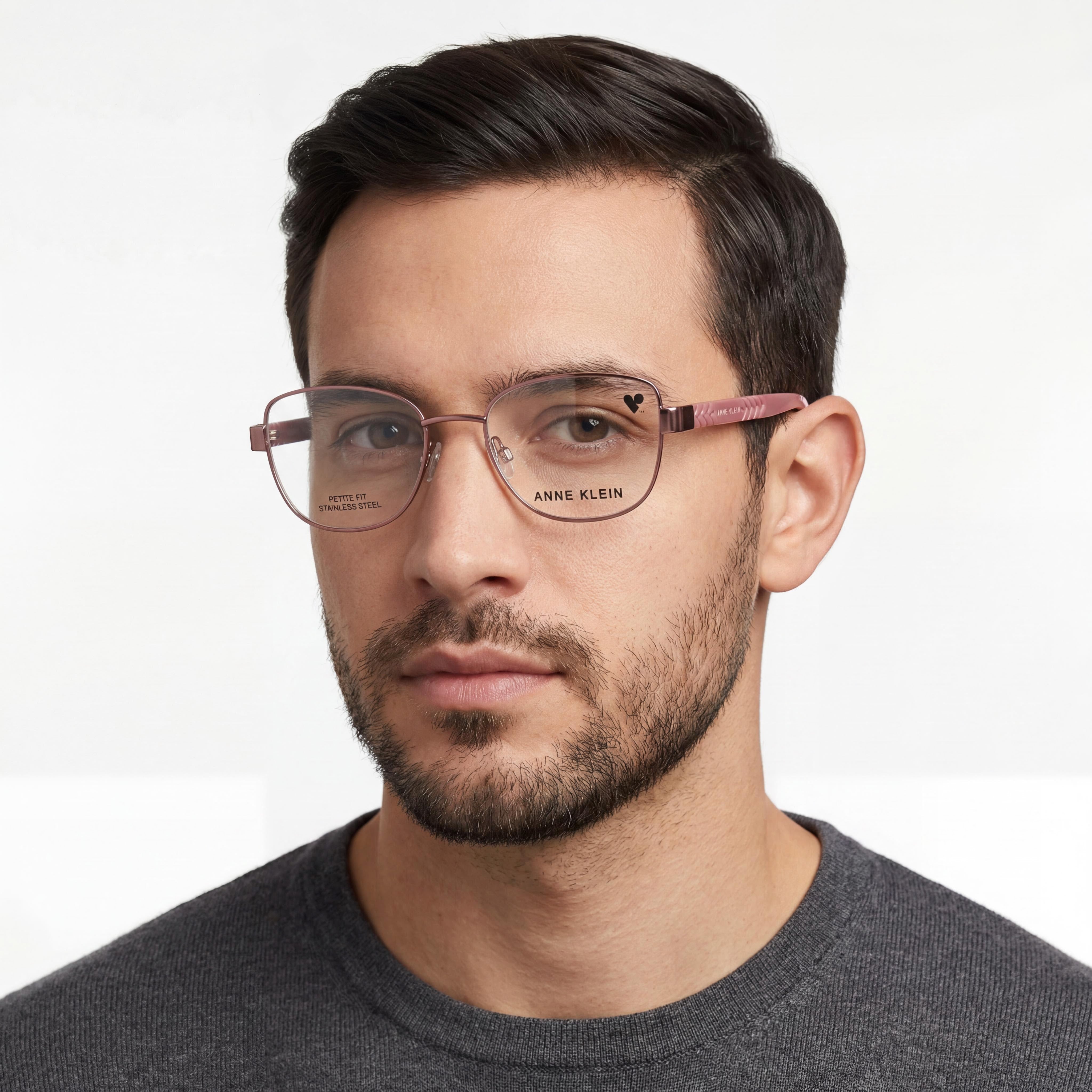 Gafas Anne Klein Ak5101 de lujo para hombre, montura de metal en oro rosa con lentes transparentes, talla 49-17-135, Photo 4