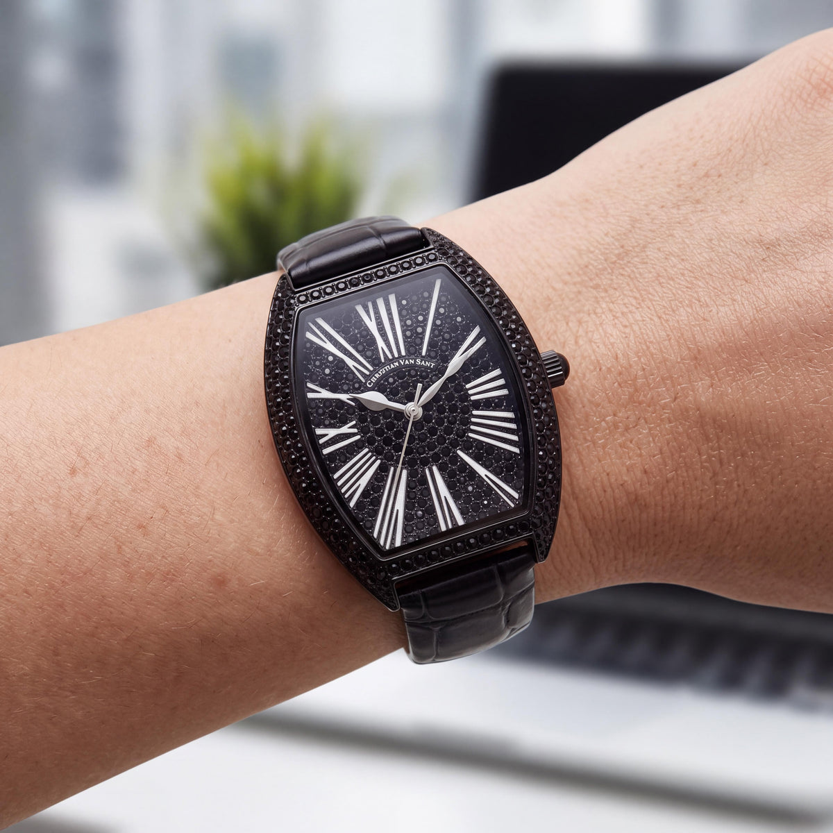 Christian Van Sant Women's Quartz Movement Black Watch with Crystal Bezel & Dial, Water & Scratch Resistant, Photo 4