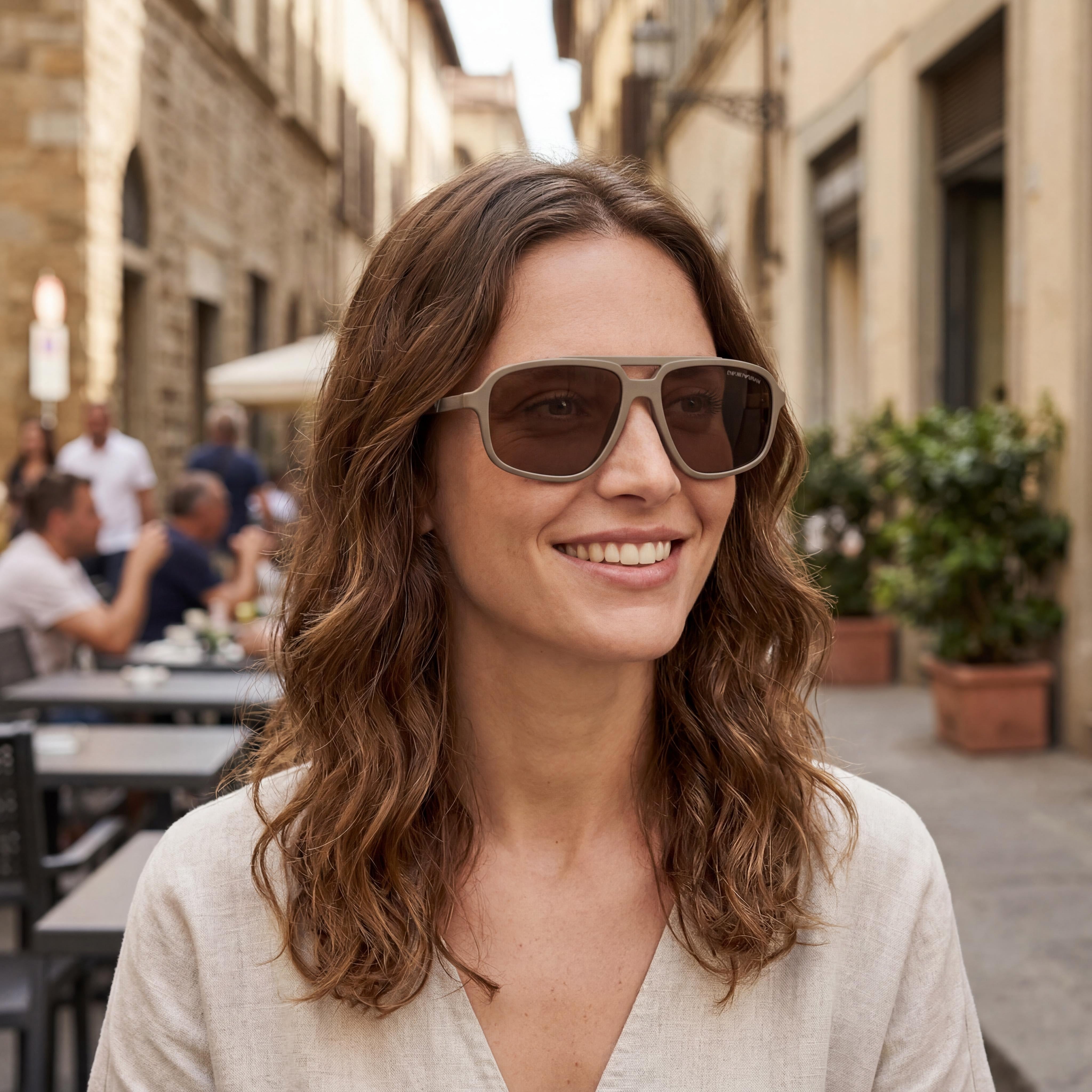 Emporio Armani Ea4236u Universal Fit Women's Matte Beige Dark Brown Plastic 100% UV Protection Sunglasses 59mm, Photo 5