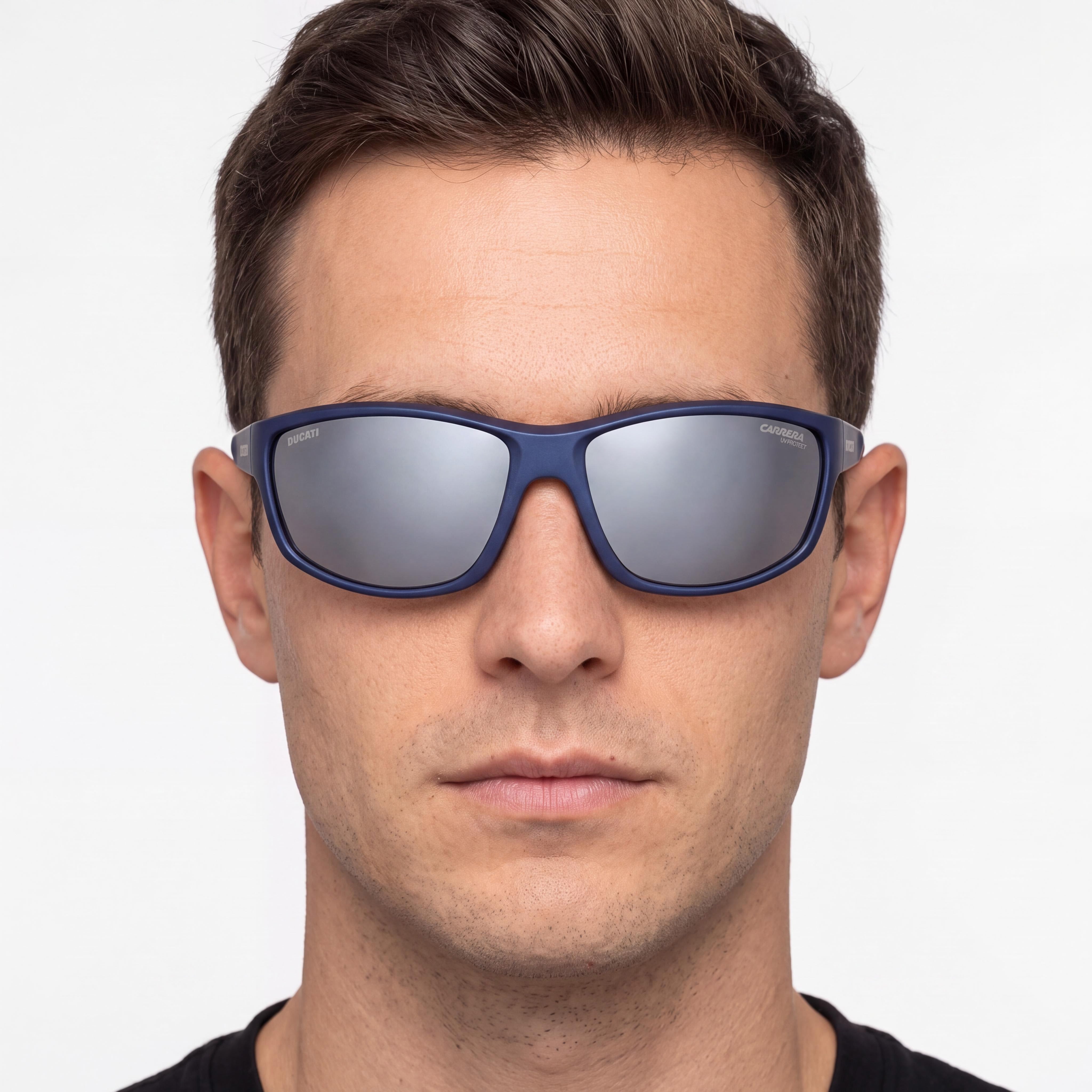 Carrera Casual Gafas de Sol Deportivas para Hombre, Montura Azul Metalizada de Poliamida Inyectada con Protección UV, Lentes de 68mm, Photo 4