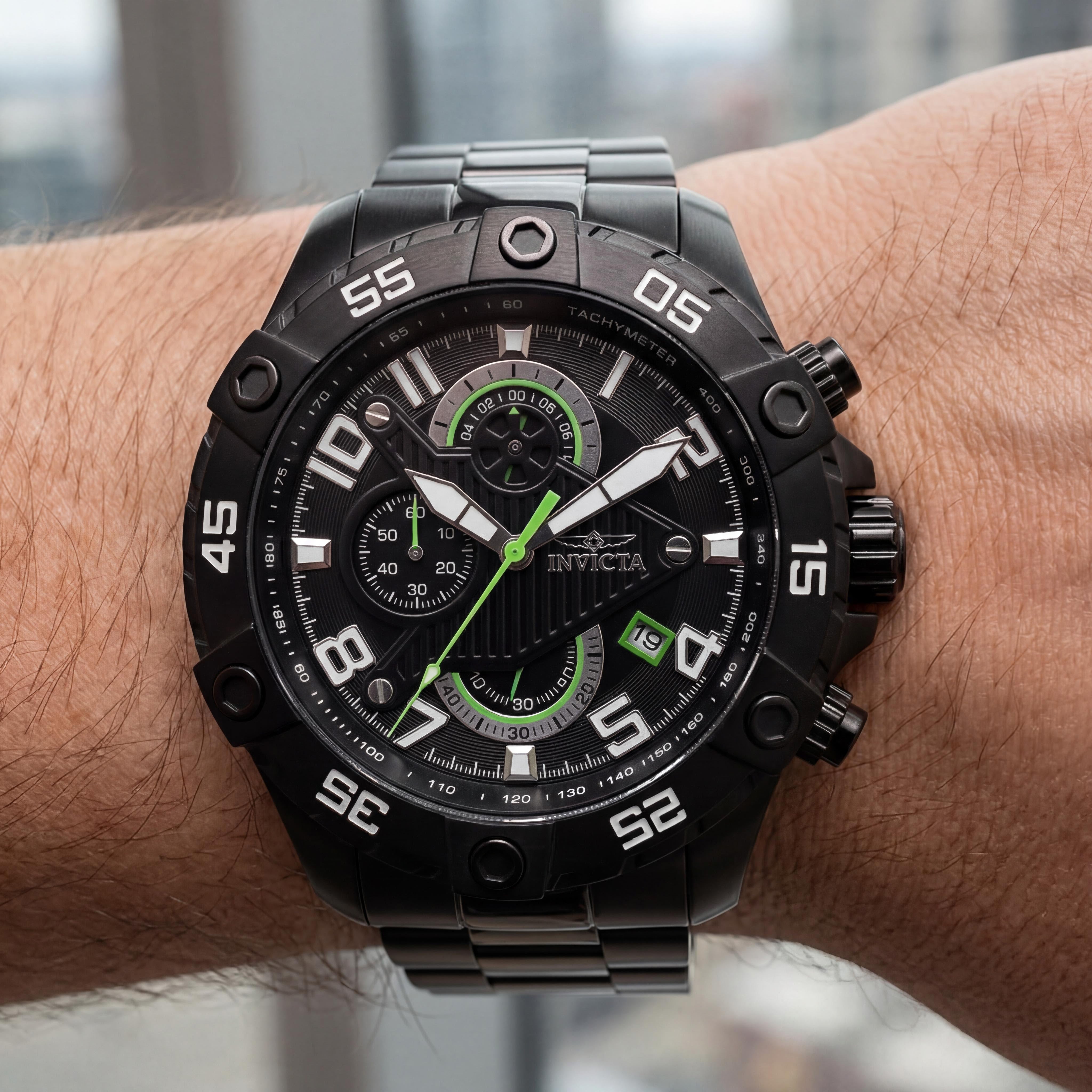 Invicta 26101 S1 Rally Men's Chronograph Quartz Movement Black Ion-Plated Stainless Steel Watch 48mm, Photo 4