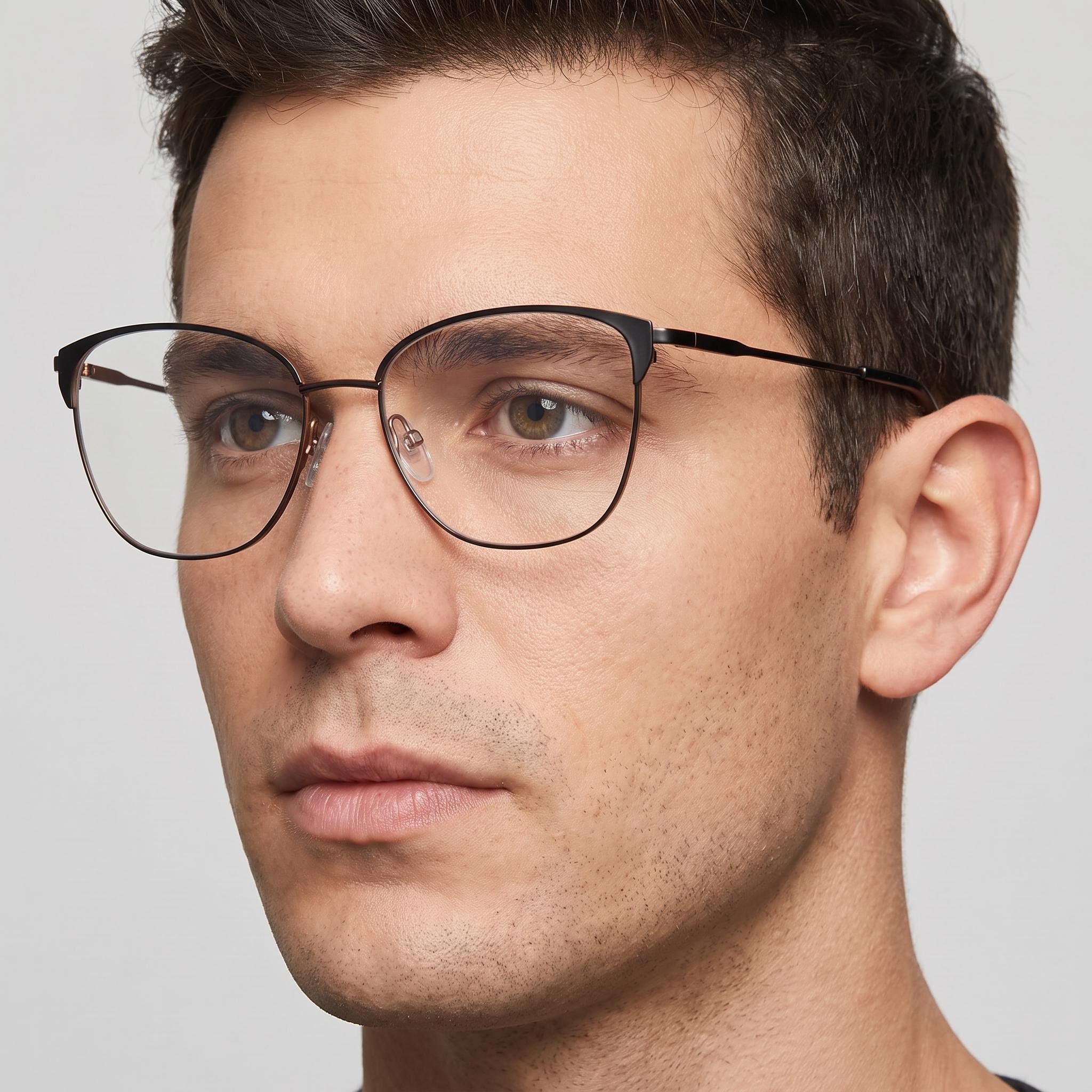 Adensco Classic Men's Black Metal Non- Multicolor Polycarbonate Eyeglasses 53-16-135, Photo 3