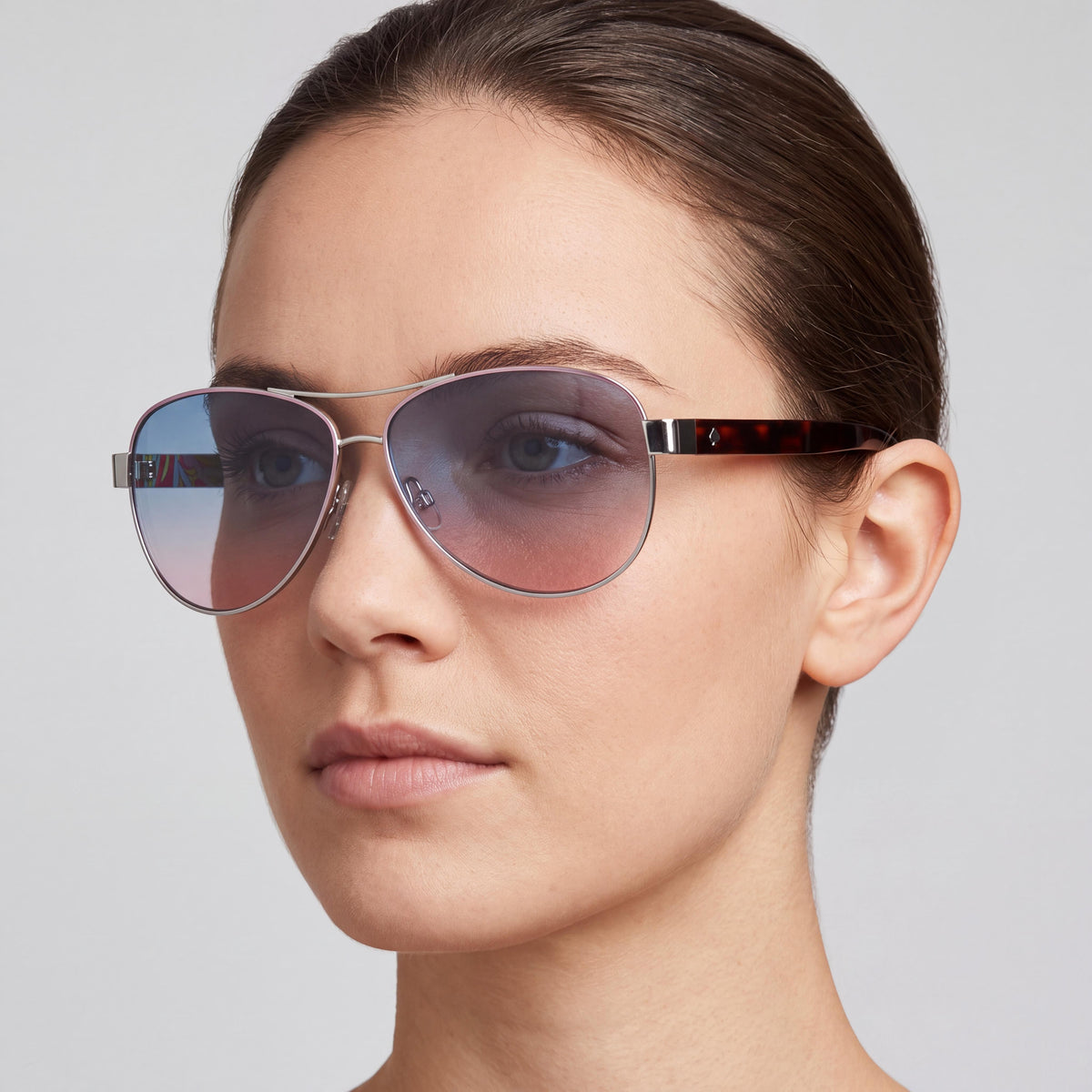 kate spade new york Women's Pilot Sunglass Metal Frame Violet Silver BLUE DOUBLESHADE PEACH Lens 58mm, Photo 3