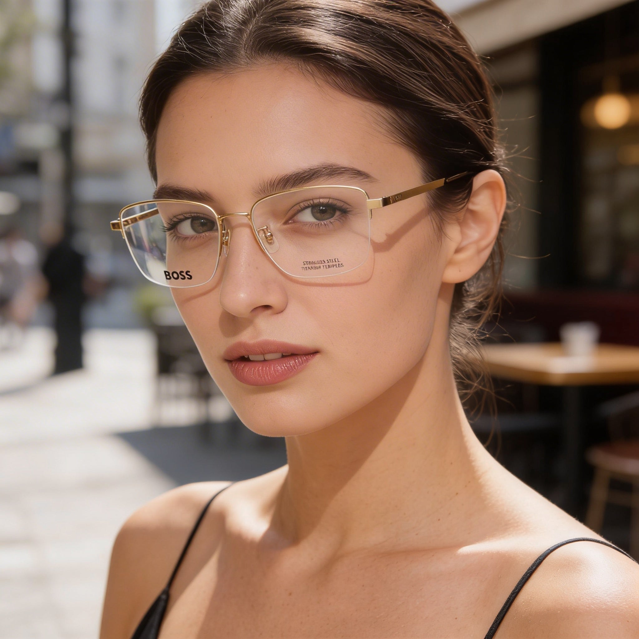Hugo Boss Audio Systems Modern Women's Matte Gold Alloy Steel Frame Polycarbonate Lens Sunglasses 55mm, Photo 5