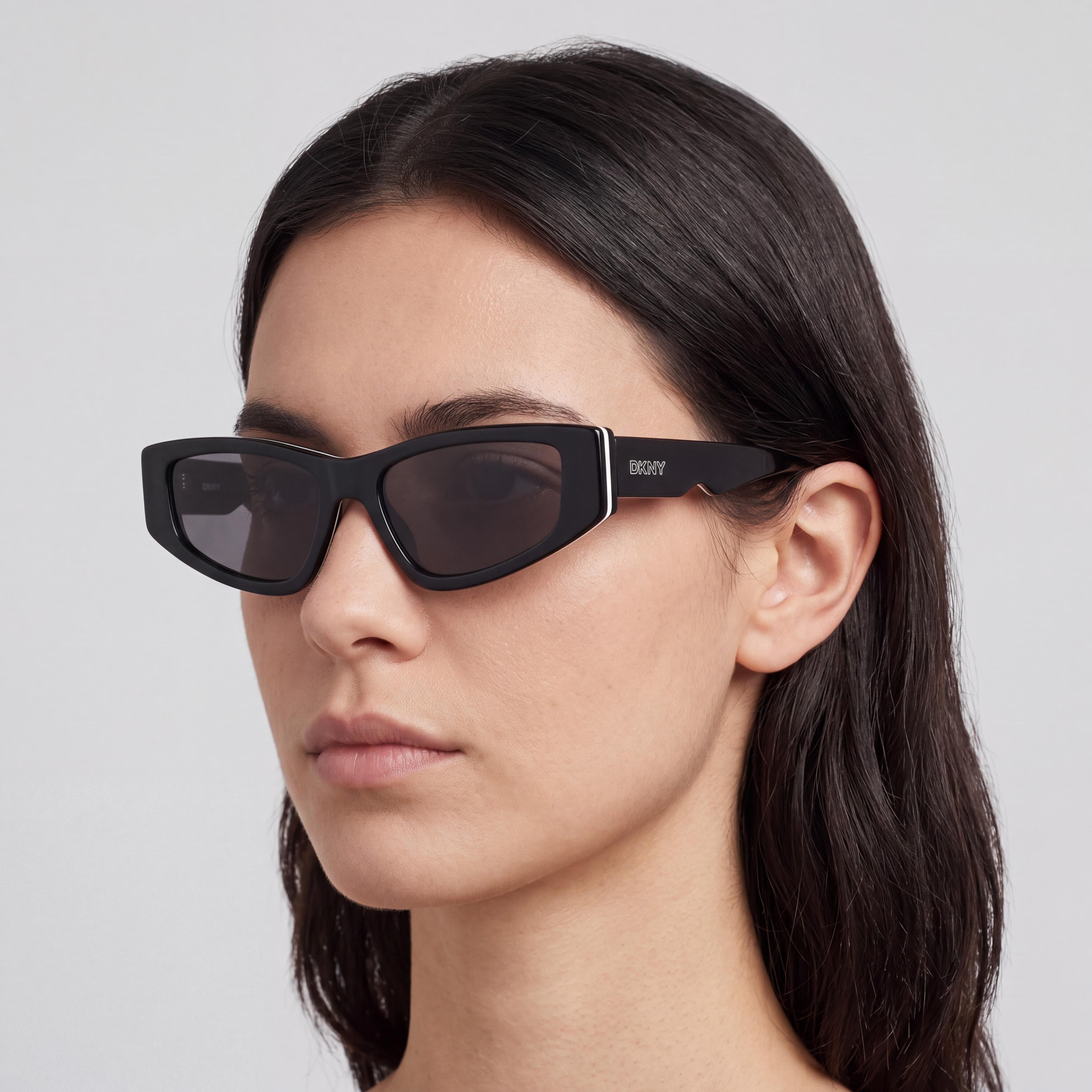 DKNY Classic Women's Black Acetate Sunglasses with Solid Smoke Lenses 100% UV Protection 55mm, Photo 5