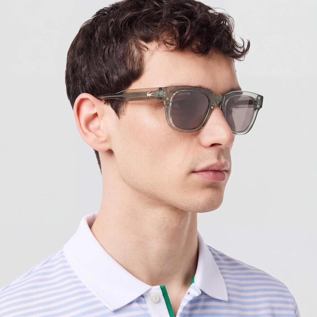 Gafas de sol unisex Lacoste L6026s con montura inyectada y lentes grises sólidas no polarizadas con protección UV 400, gris claro 51 mm, Photo 4