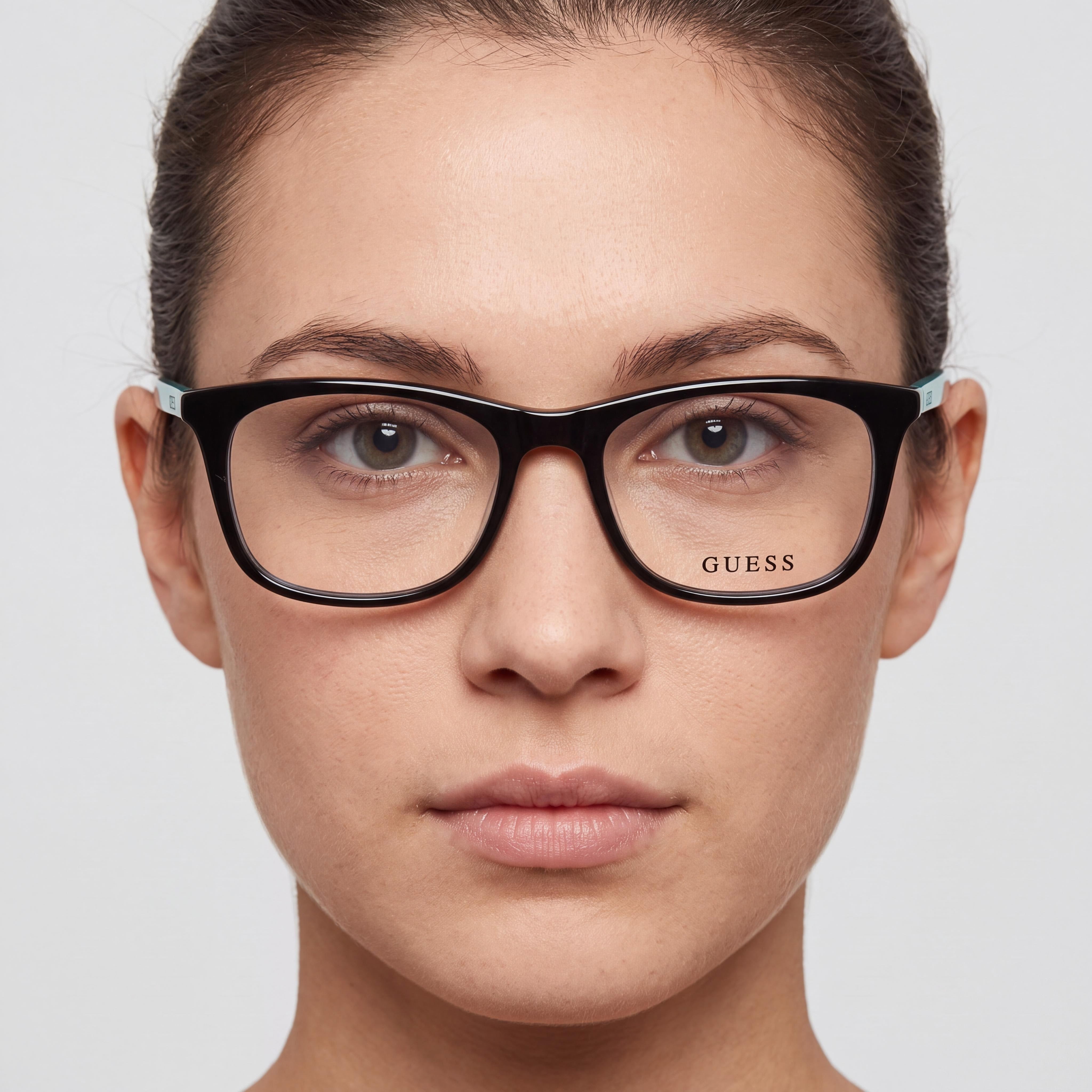 GUESS Modern Unisexo Negro Brillante Plástico Montura Completa Cuadrada no Gafas 47-16-130, Photo 4