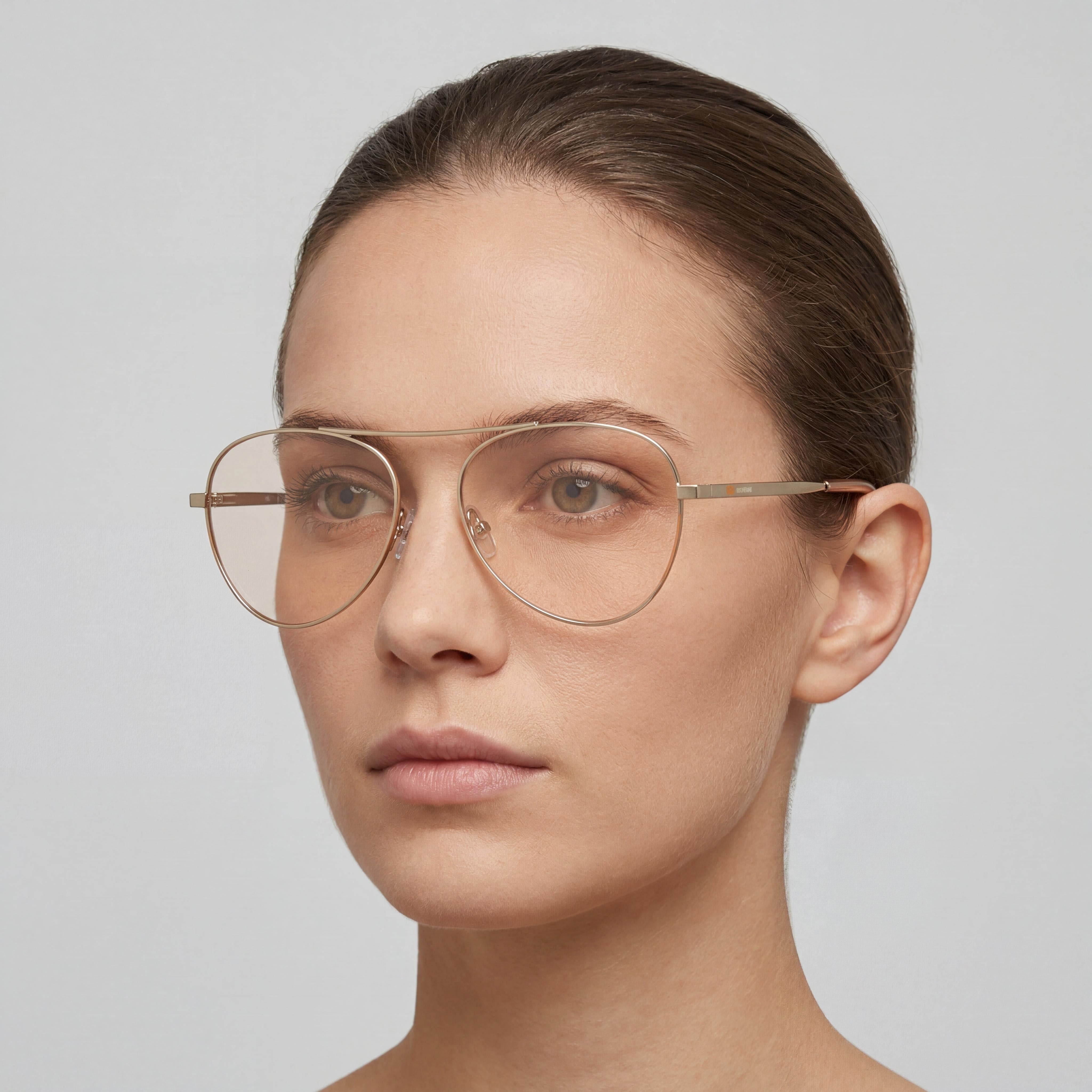 Missoni Color Line Eyewear Collection Women's Gold Peach Stainless Steel Aviator Optical Glasses 55-16-140, Photo 4