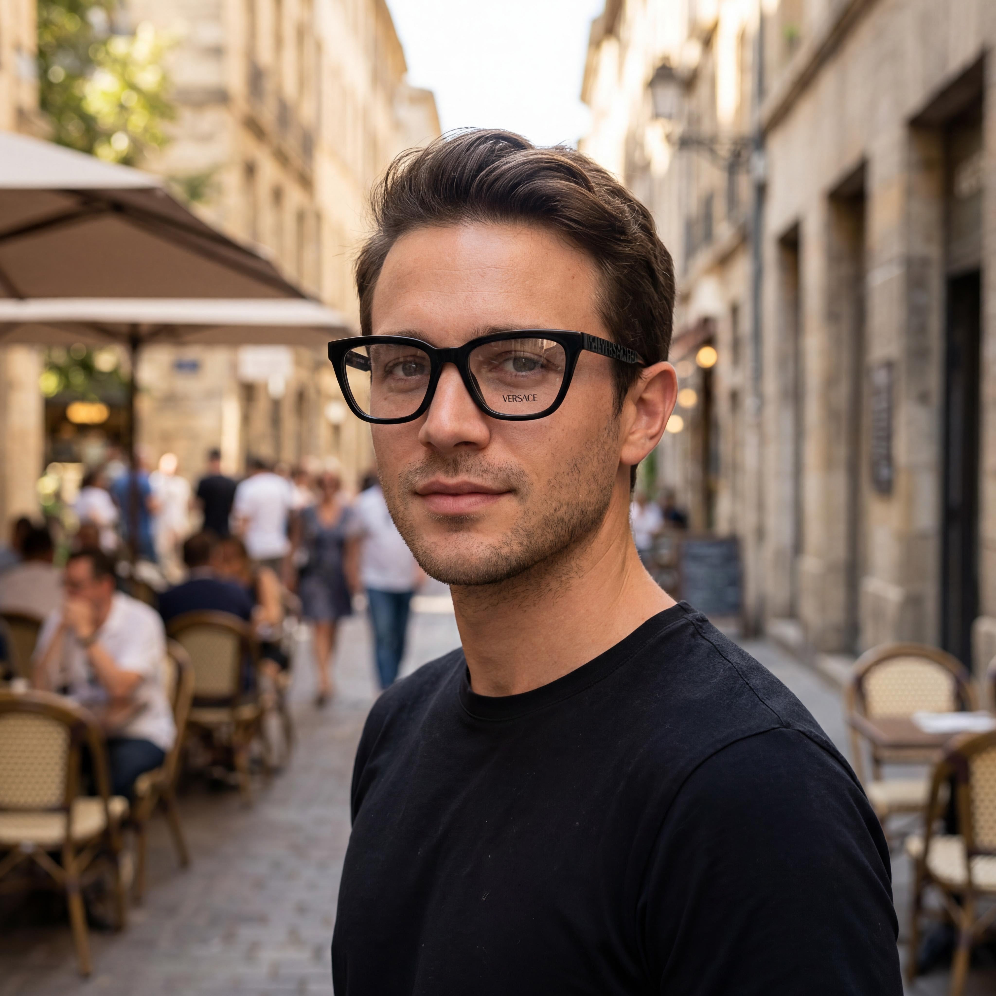 Versace Ve 3352u Men's Eyeglasses featuring Black Nylon Frames and Clear Lenses, 53mm Lens Width, Photo 5
