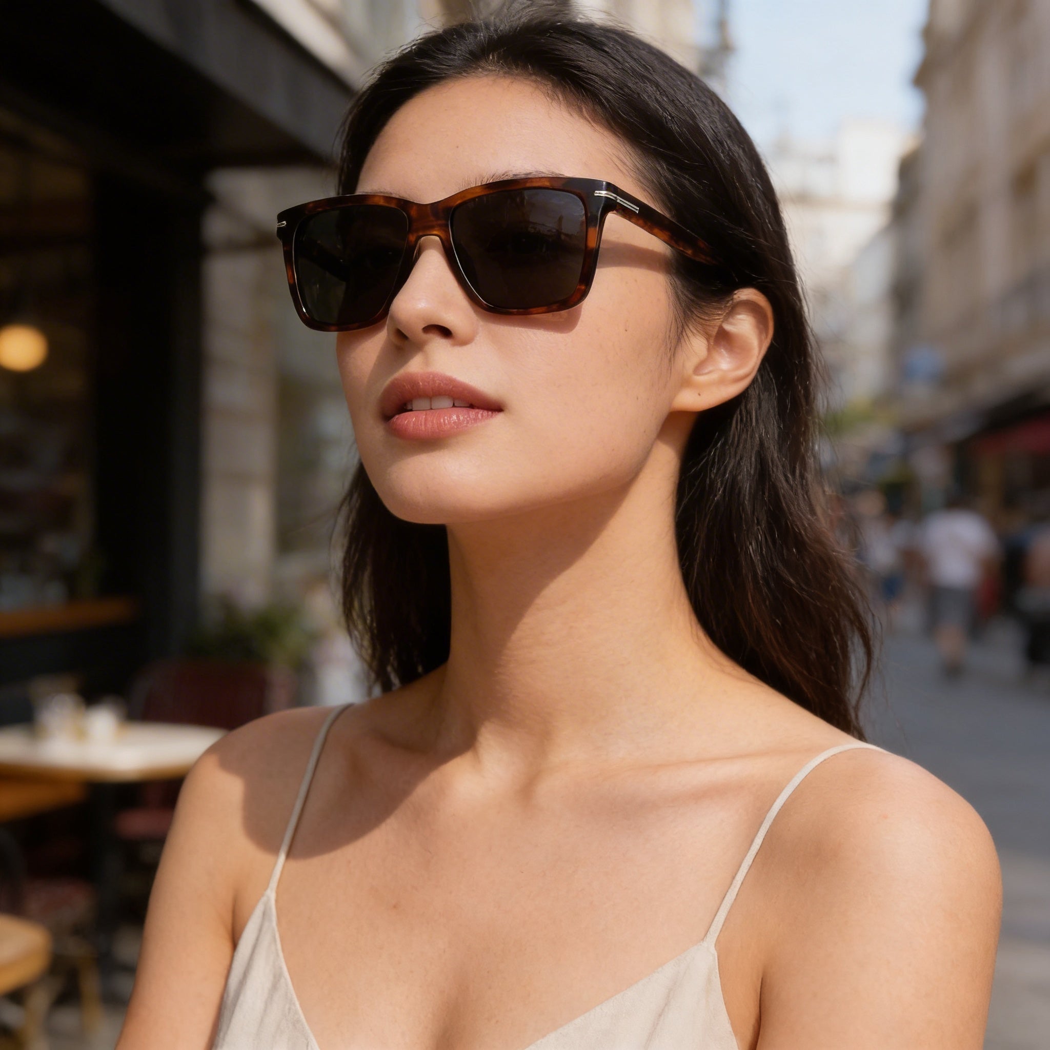 Hugo Boss 1598/S Style & Expression Unisex Rectangular Eco Acetate Brown Horn Grey Lens 55mm Sunglasses, Photo 4
