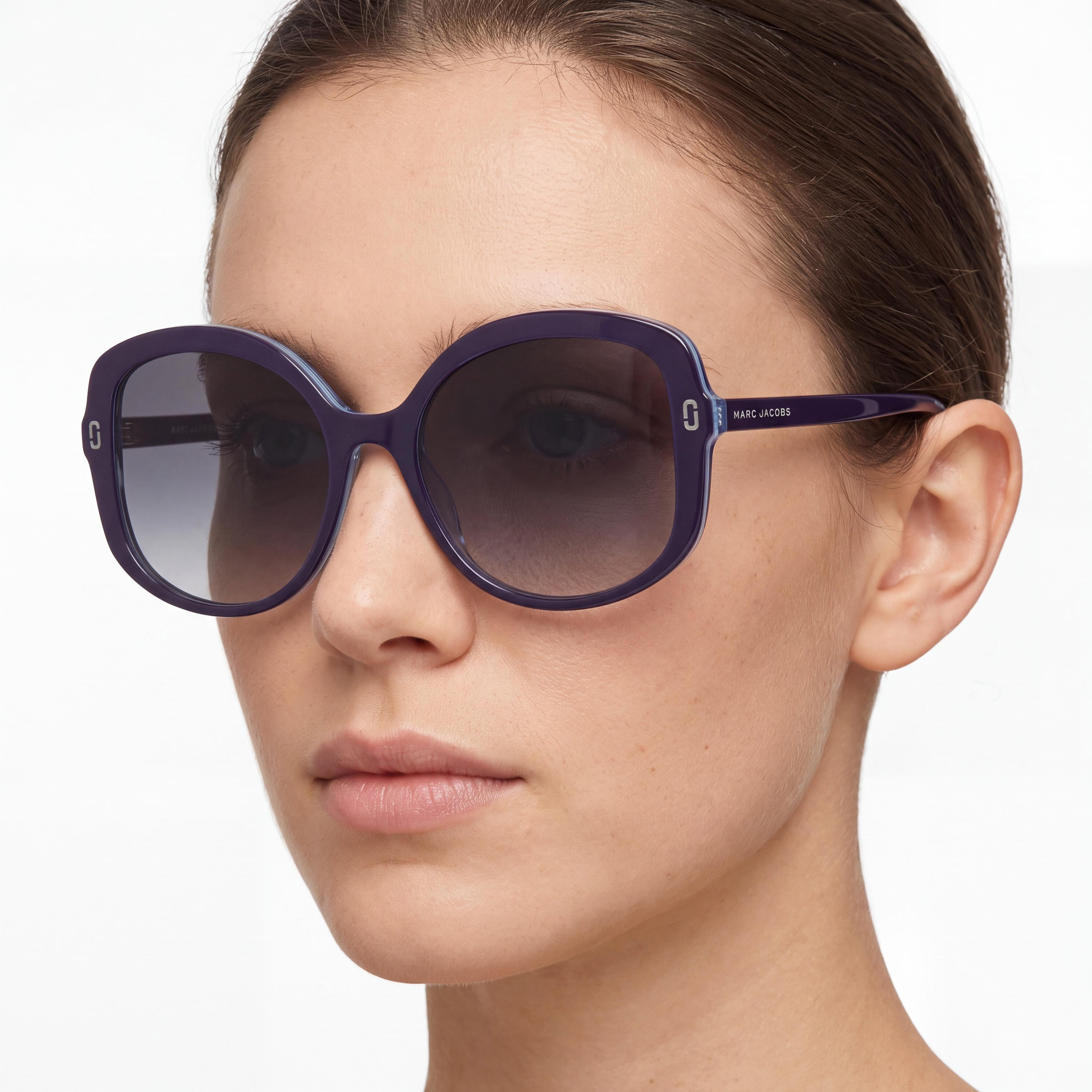 Marc Jacobs MJ 1119/S Classic Women's Blue Acetate Sunglasses, Dark Grey Shaded Lenses, 18-18-140mm, Photo 4