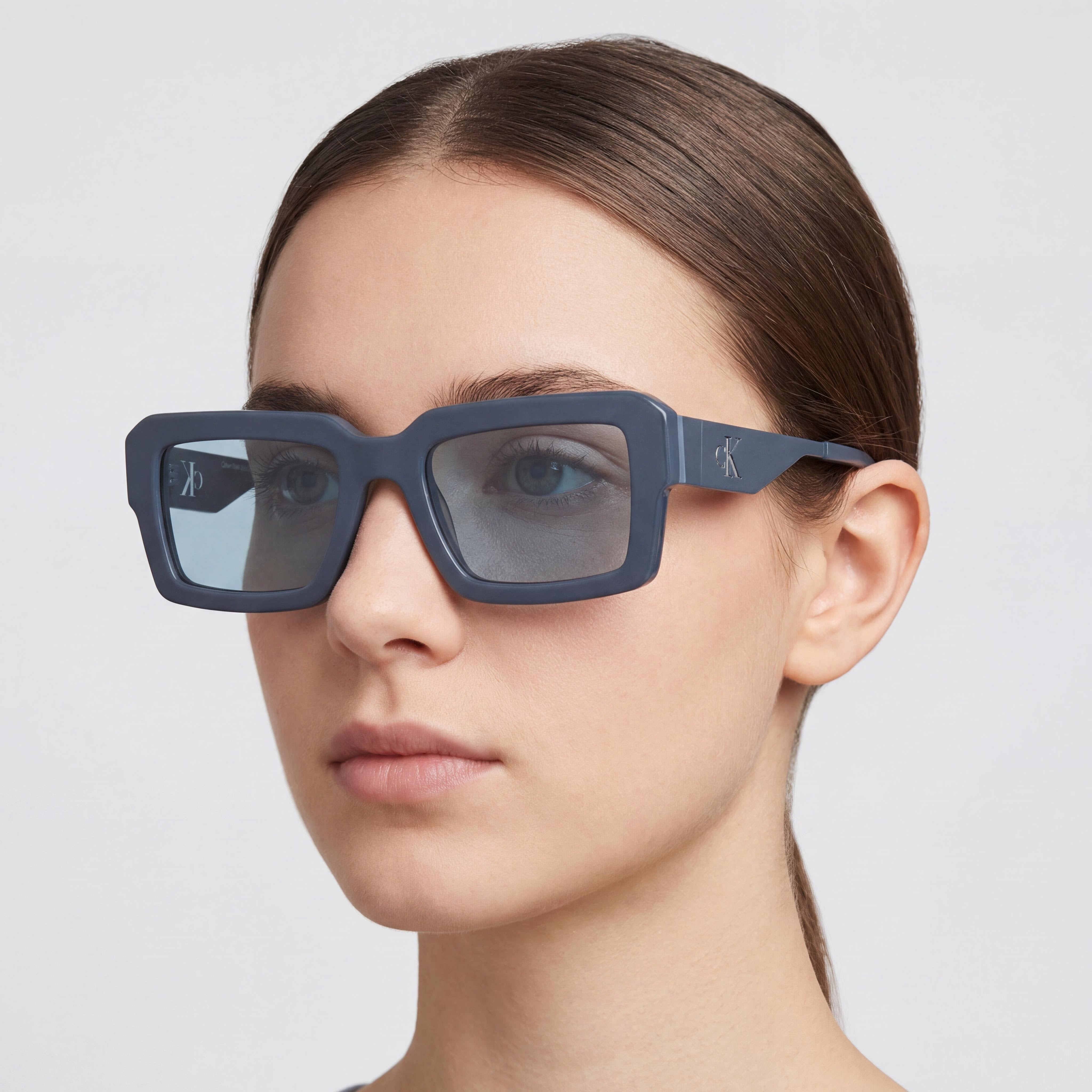 Calvin Klein Ckj25606s Gafas de Sol Unisex con Marco Rectangular de Plástico Azul, Lentes UV, Aptas para RX, 52mm, Photo 4