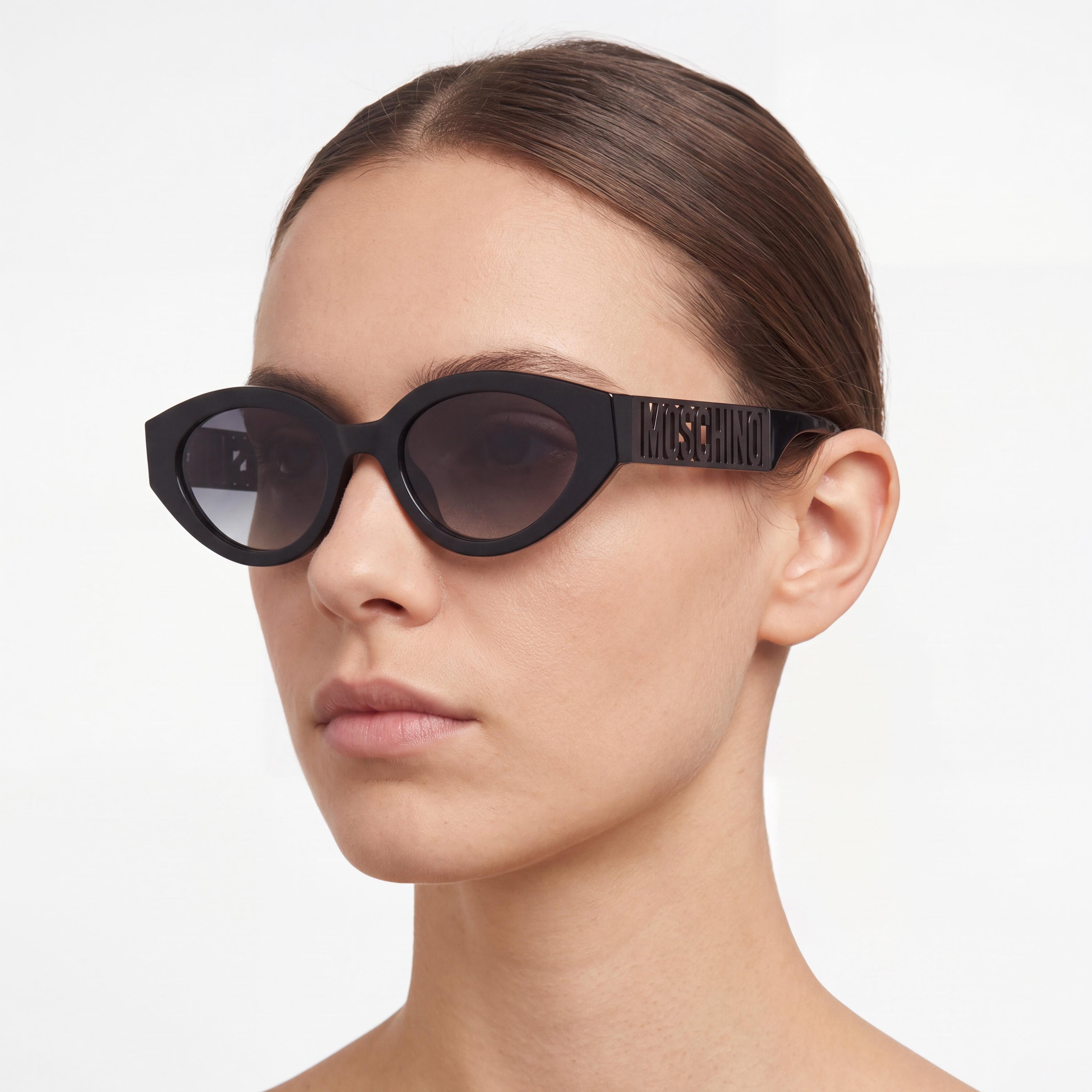 Moschino Casual Women's Black Acetate Frame Sunglasses with Non-Polarized Dark Grey Shaded Lenses 51mm, Photo 4