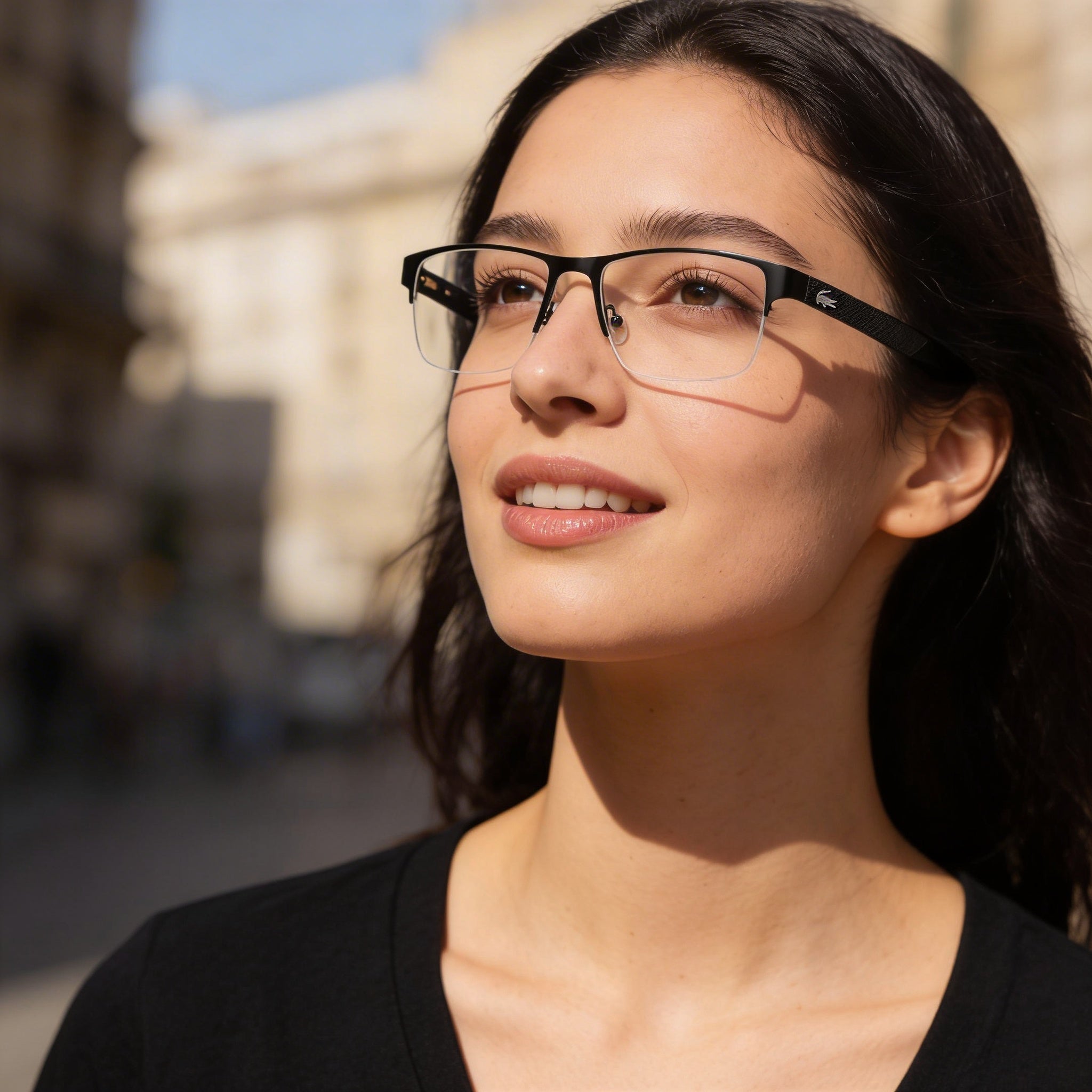 Lacoste CK20705 Unisex Matte Black Metal Half Rim Rectangle Eyeglasses Lens Width 55mm, Photo 6