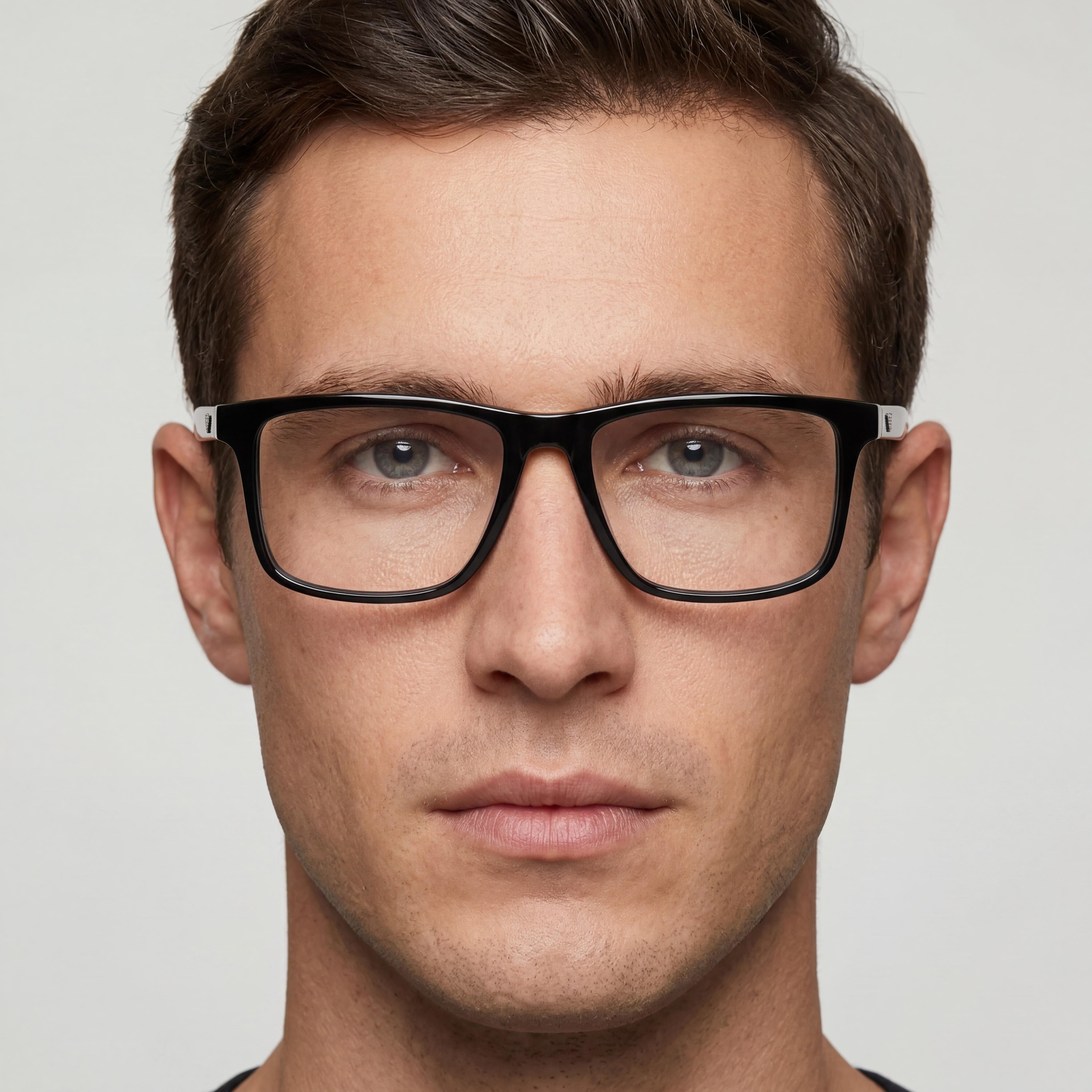 Emporio Armani Ea3257 Men's Plastic Square Shiny Black Frame Prescription Ready 55mm Eyeglasses, Photo 3