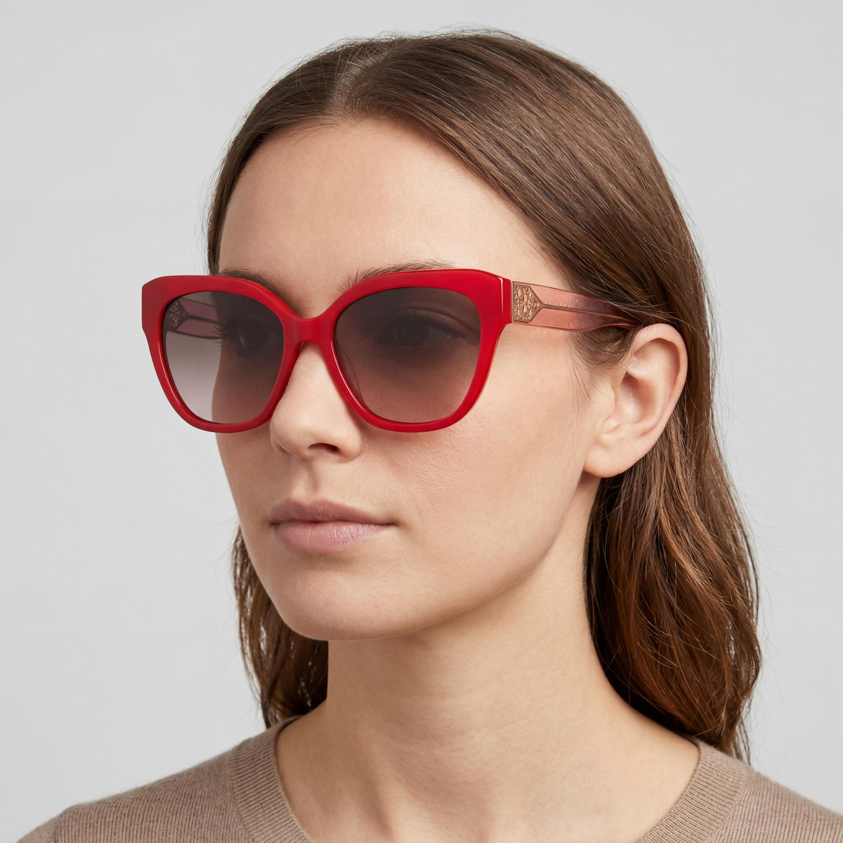 kate spade new york Women's Rectangular Sunglasses, Red Brown Plastic, Brown Shaded Non-Polarized, UV Protection 57mm, Photo 4