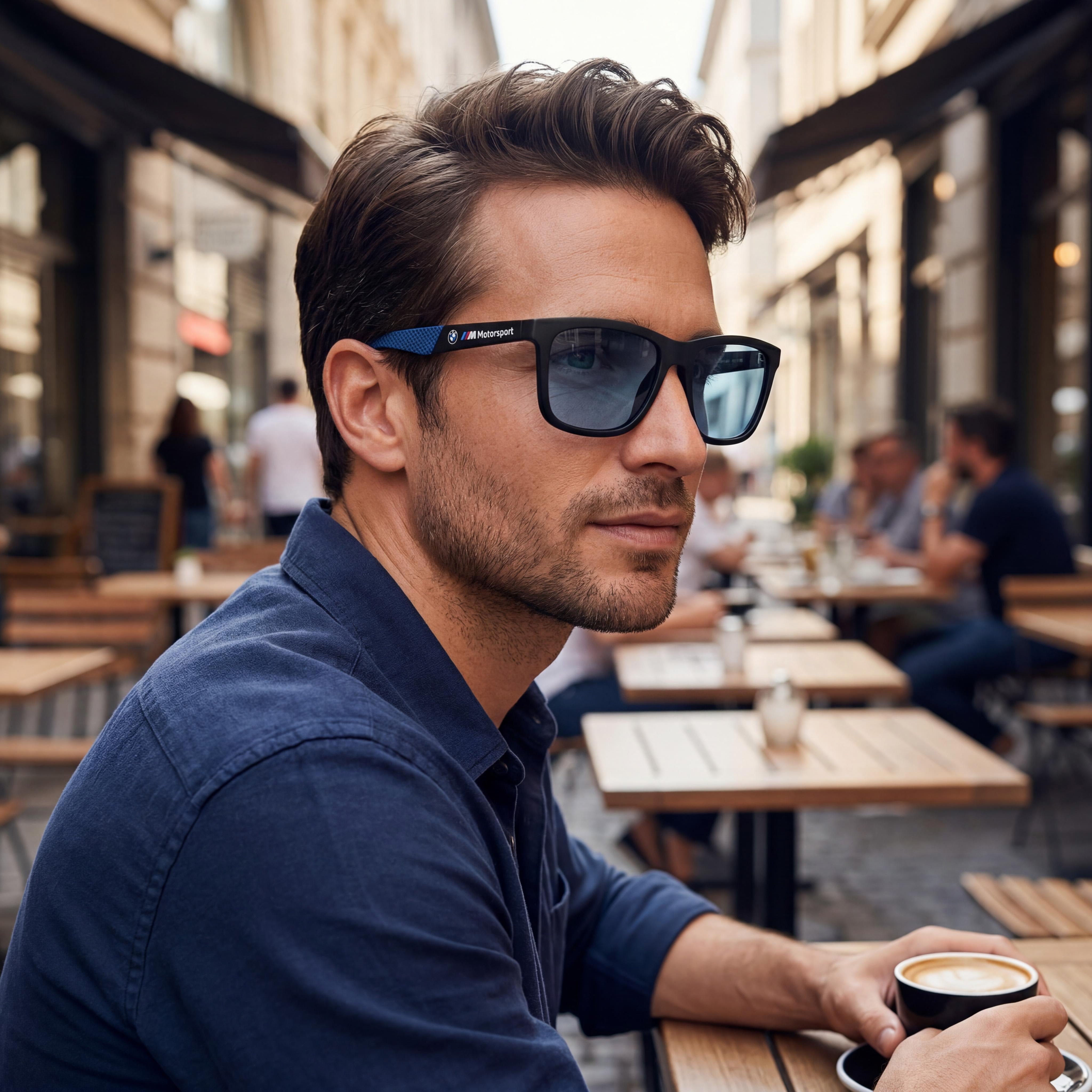 BMW MOTORSPORT Injected Sun Glasses Men's Matte Black Frame Smoke Polarized UV Protection 66mm, Photo 5