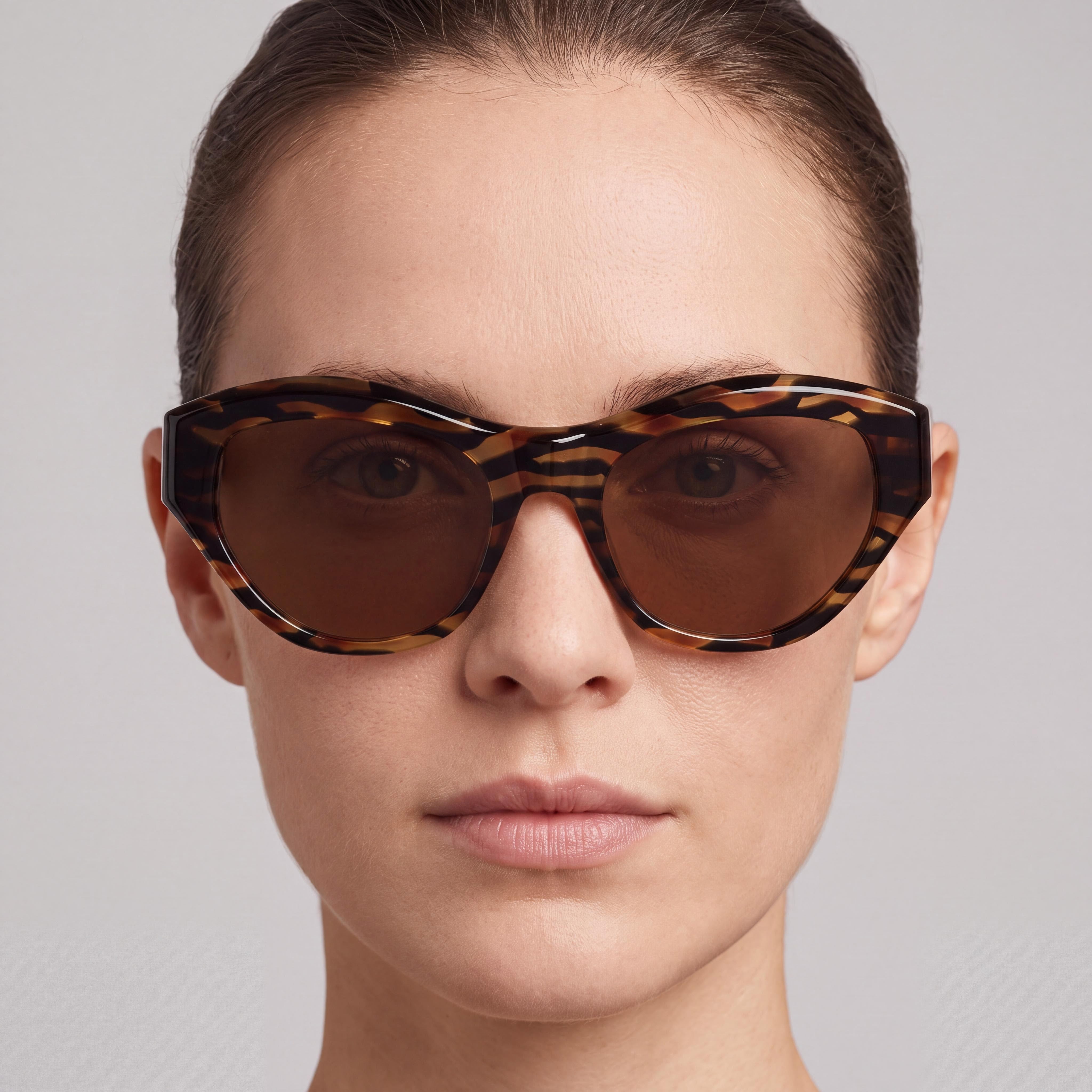 Donna Karan Do517s Women's Crystal Brown Horn Plastic Frame Solid Brown Lenses UV Protection Sunglasses 54mm, Photo 5