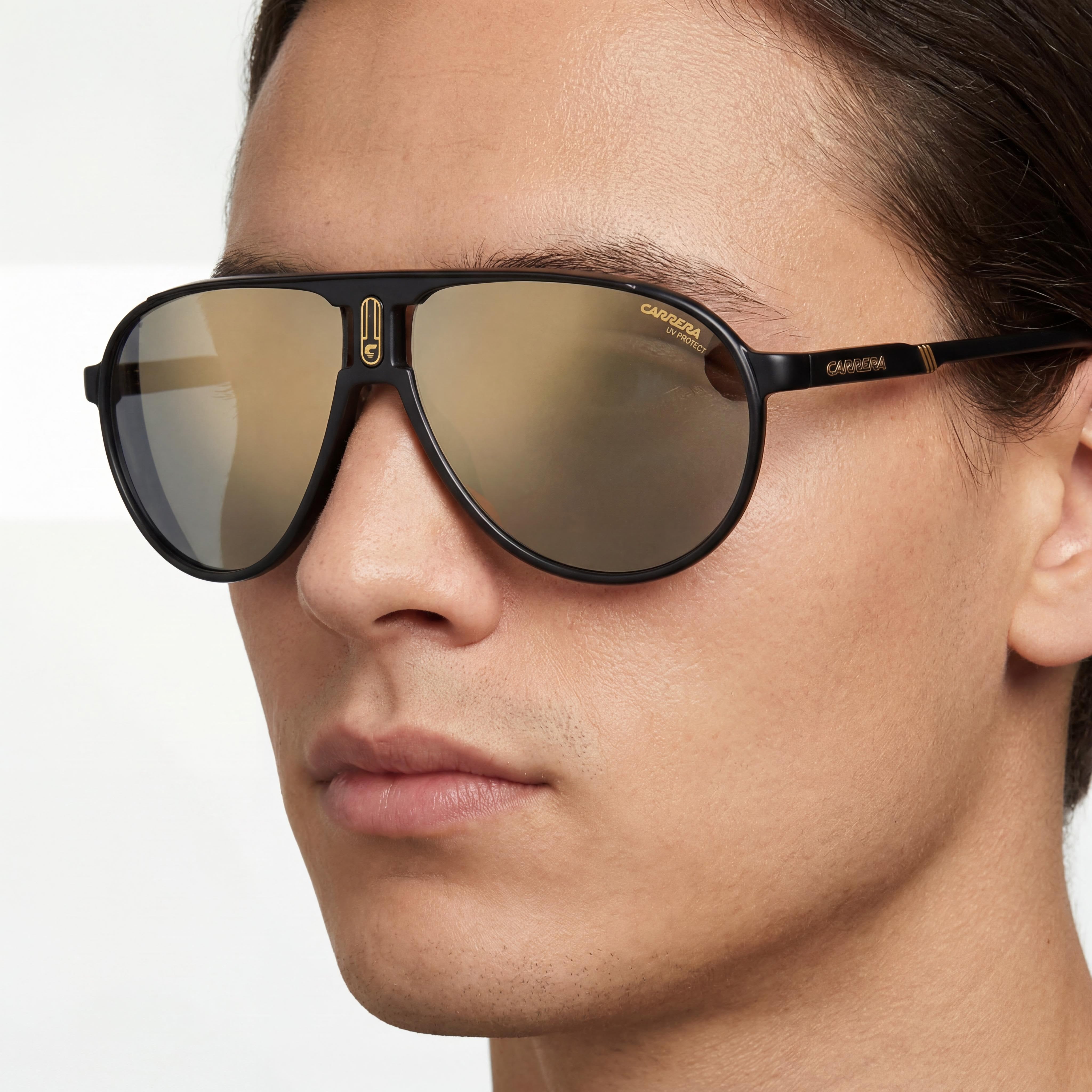 Carrera CHAMPION65/N Black Aviator Mirrored Sunglasses Unisex, 62mm, Photo 4