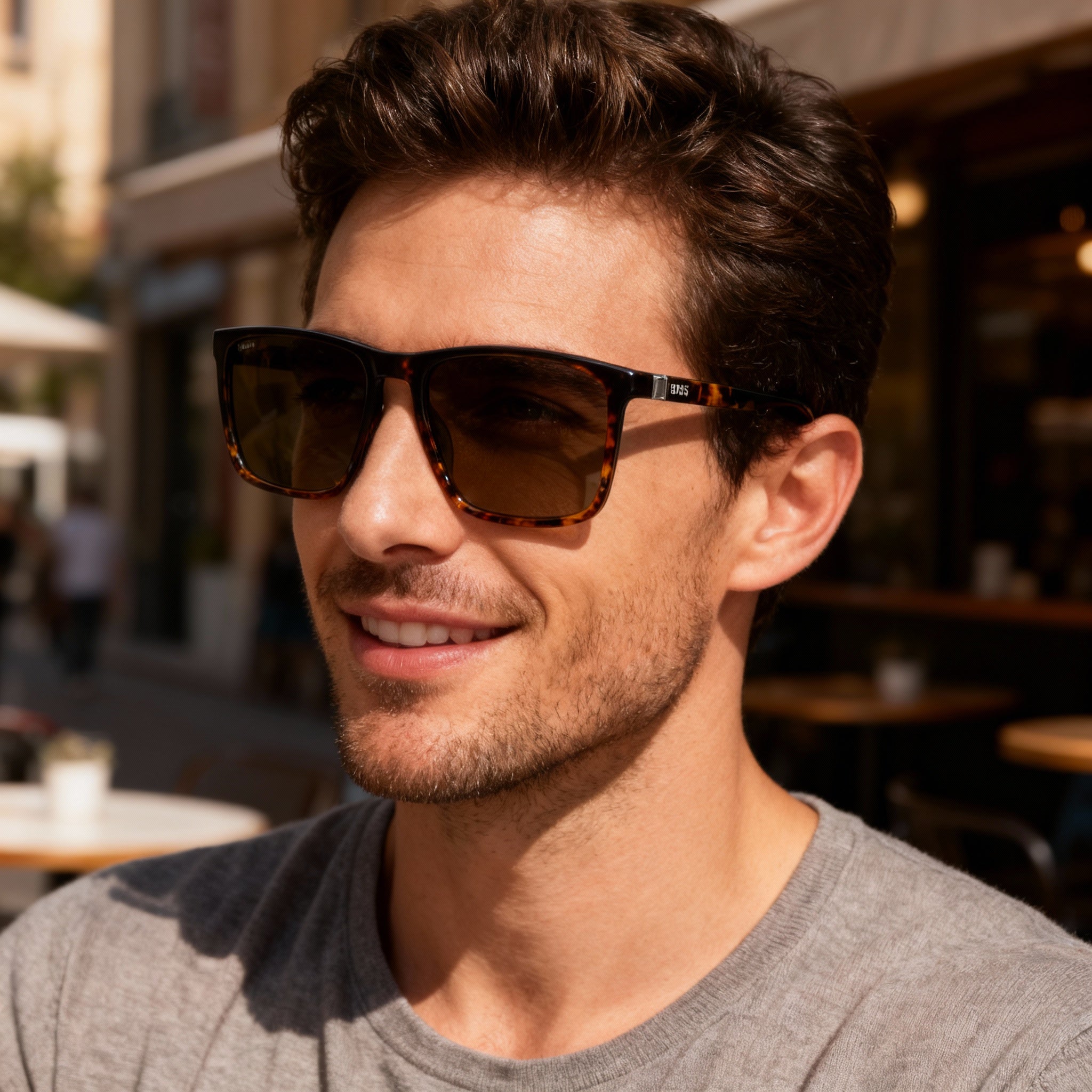 Hugo Boss INTERNATIONAL Men's Brown Horn Acetate Non-Polarized Sunglasses, Brown Shaded Lenses 56-17-145mm, Photo 6