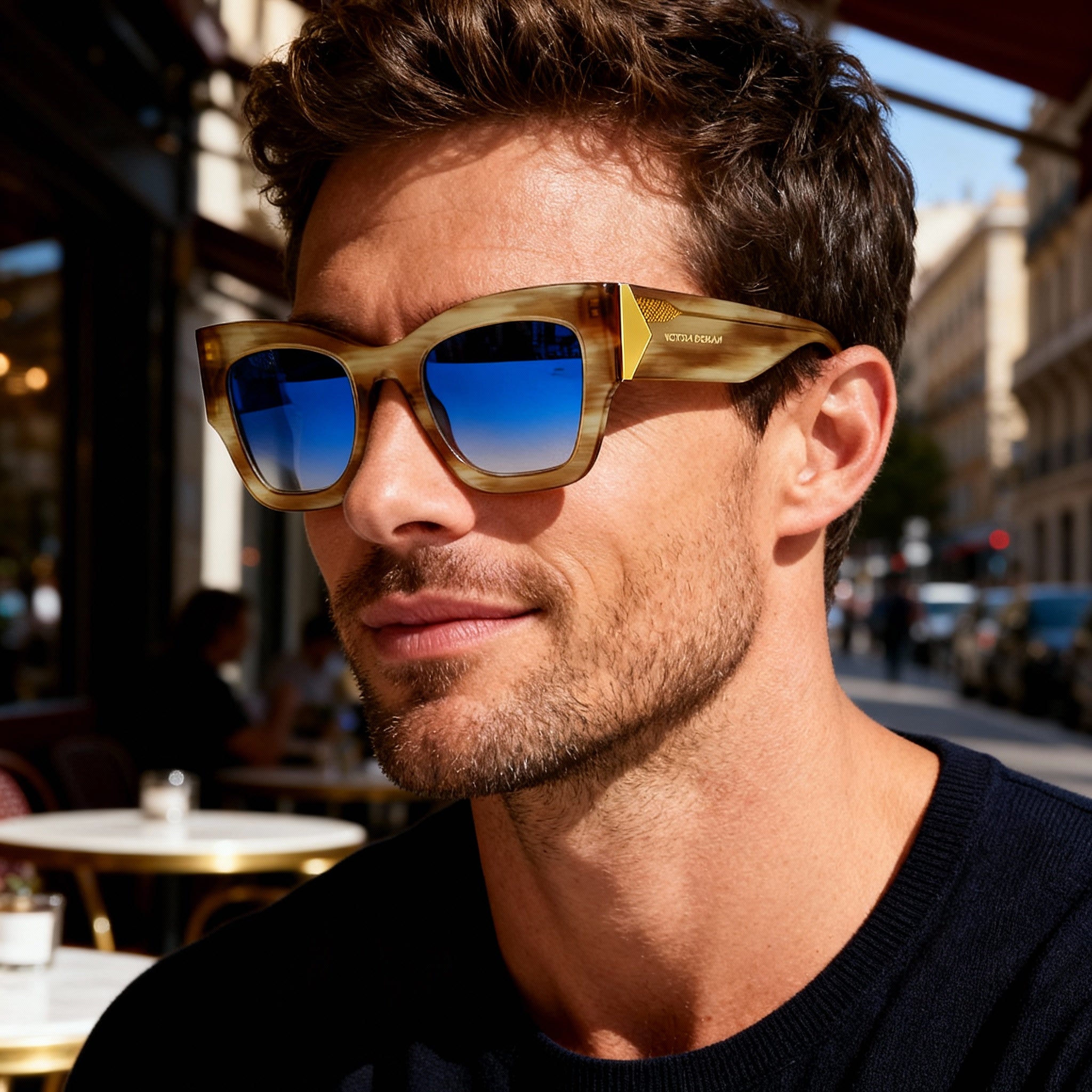 Victoria Beckham Modern Men's Honey Brown Horn Magnesium Frame Non-Polarized Sunglasses 51mm, Photo 5