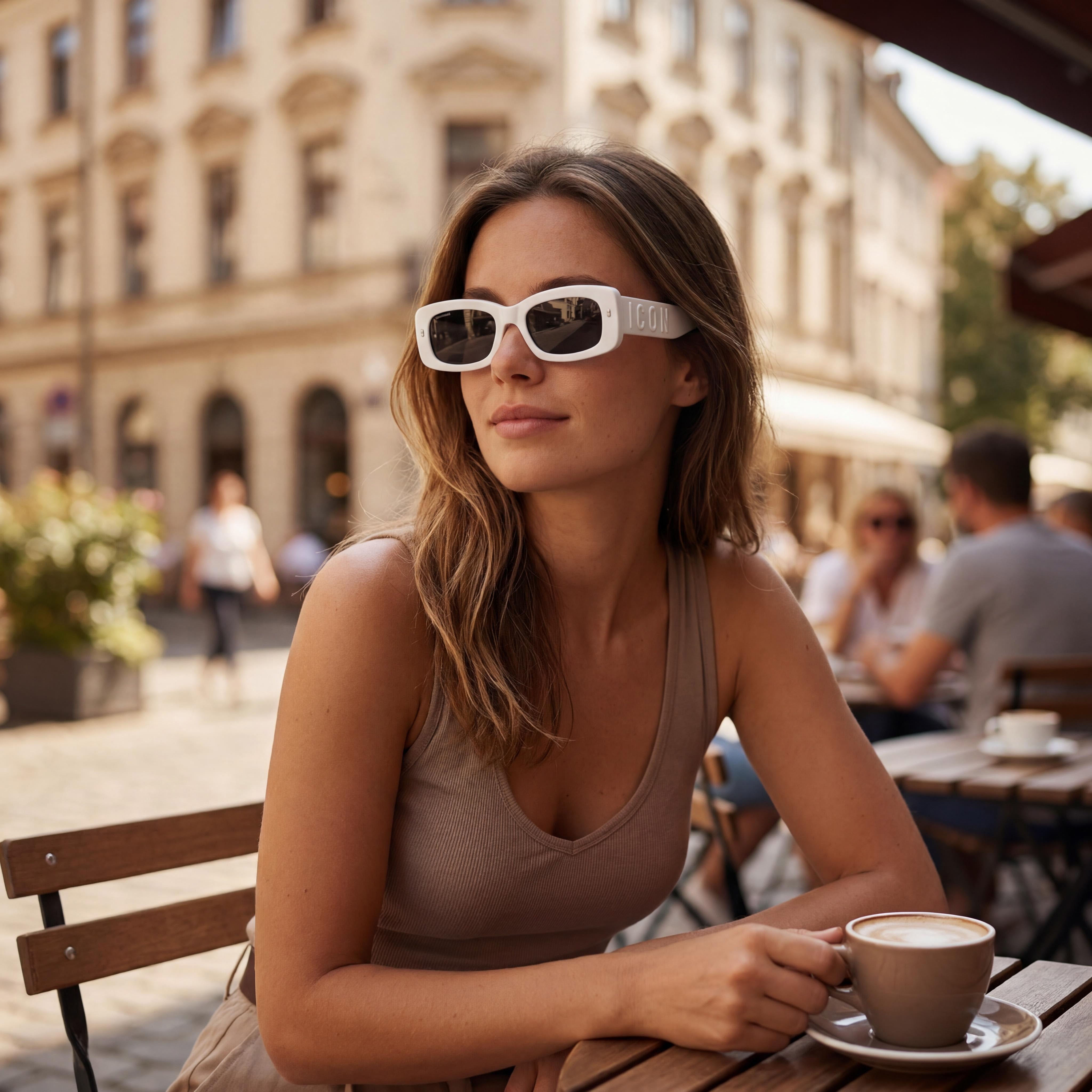 DSQUARED2 ICON 0020/S Gafas de sol casuales para mujer con montura de celulosa blanca, lentes de policarbonato no polarizadas de 52 mm, Photo 6