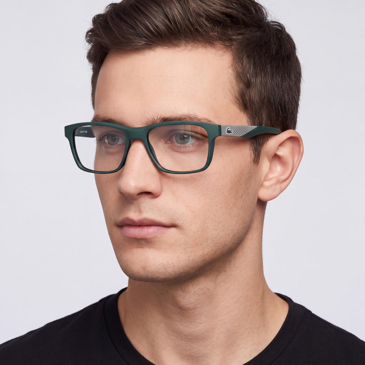 Gafas Oftálmicas Informales Lacoste para Hombre con Montura Verde Mate y Lentes de Plástico Transparente, Talla 54-17-150, Photo 4