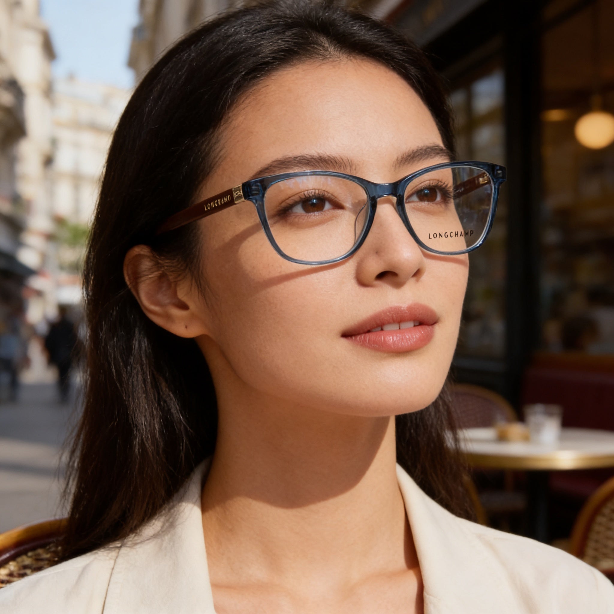 Longchamp LO2647 Women's Full Rim Rectangular Plastic Frame Eyeglasses Petrol Brick Brown Gold Logo 51mm, Photo 6