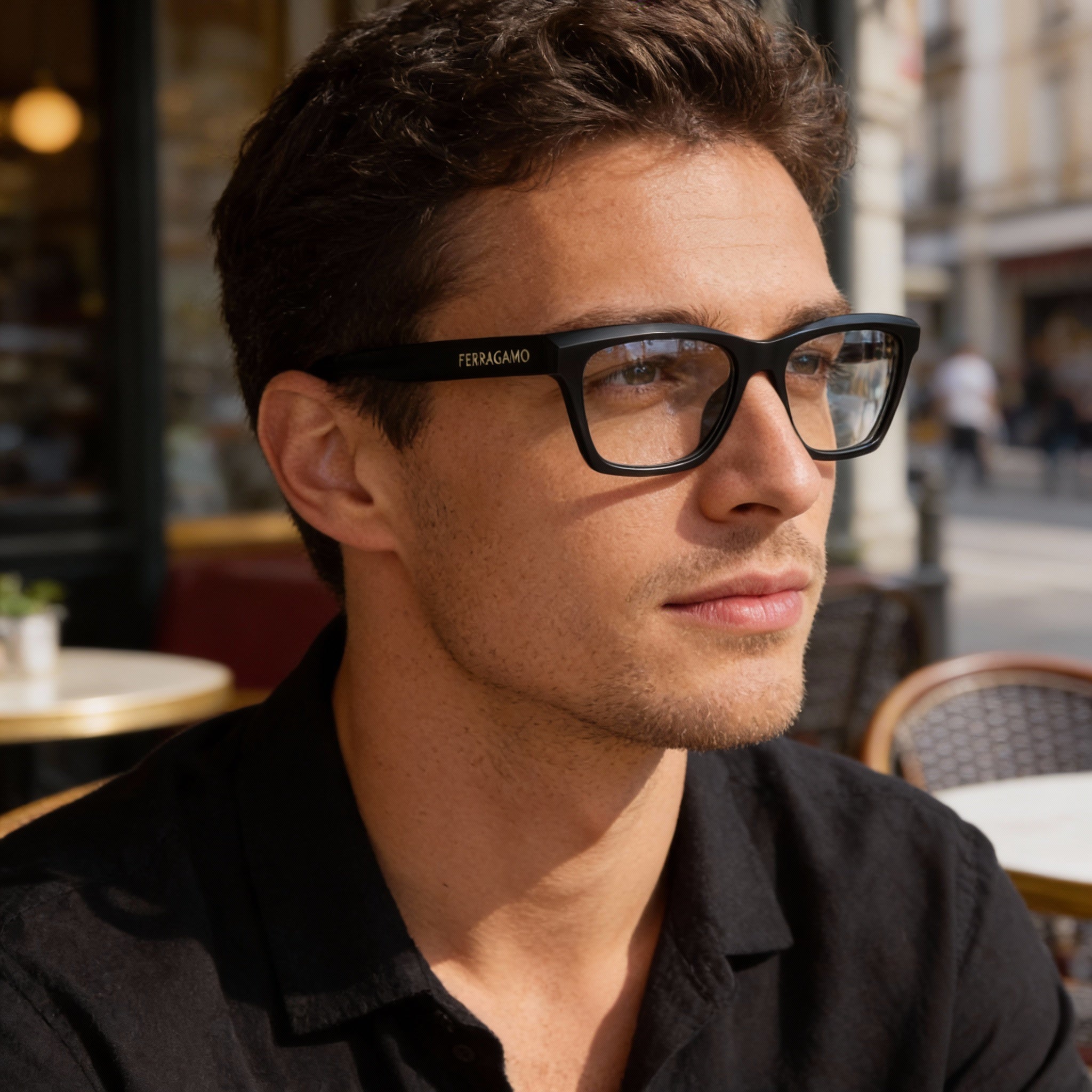 Gafas de sol Salvatore Ferragamo SF2986 para hombre con montura de acetato negro y lentes de policarbonato negro de 53 mm, Photo 3