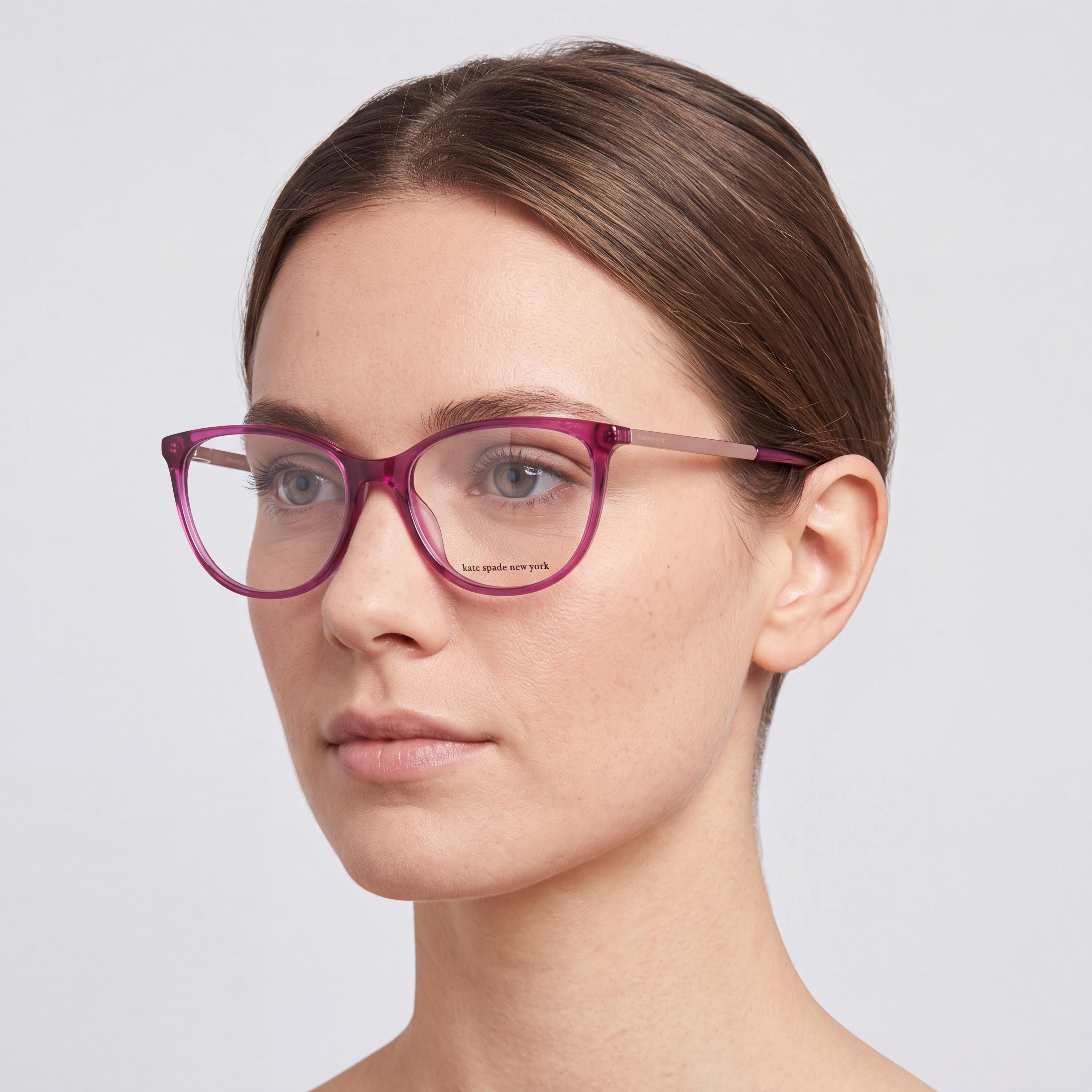 Kate Spade New York Kimberlee Women's Full Rim Plastic Square Cherry Gold Eyeglasses with Pyramid Temple Detail 52mm, Photo 3