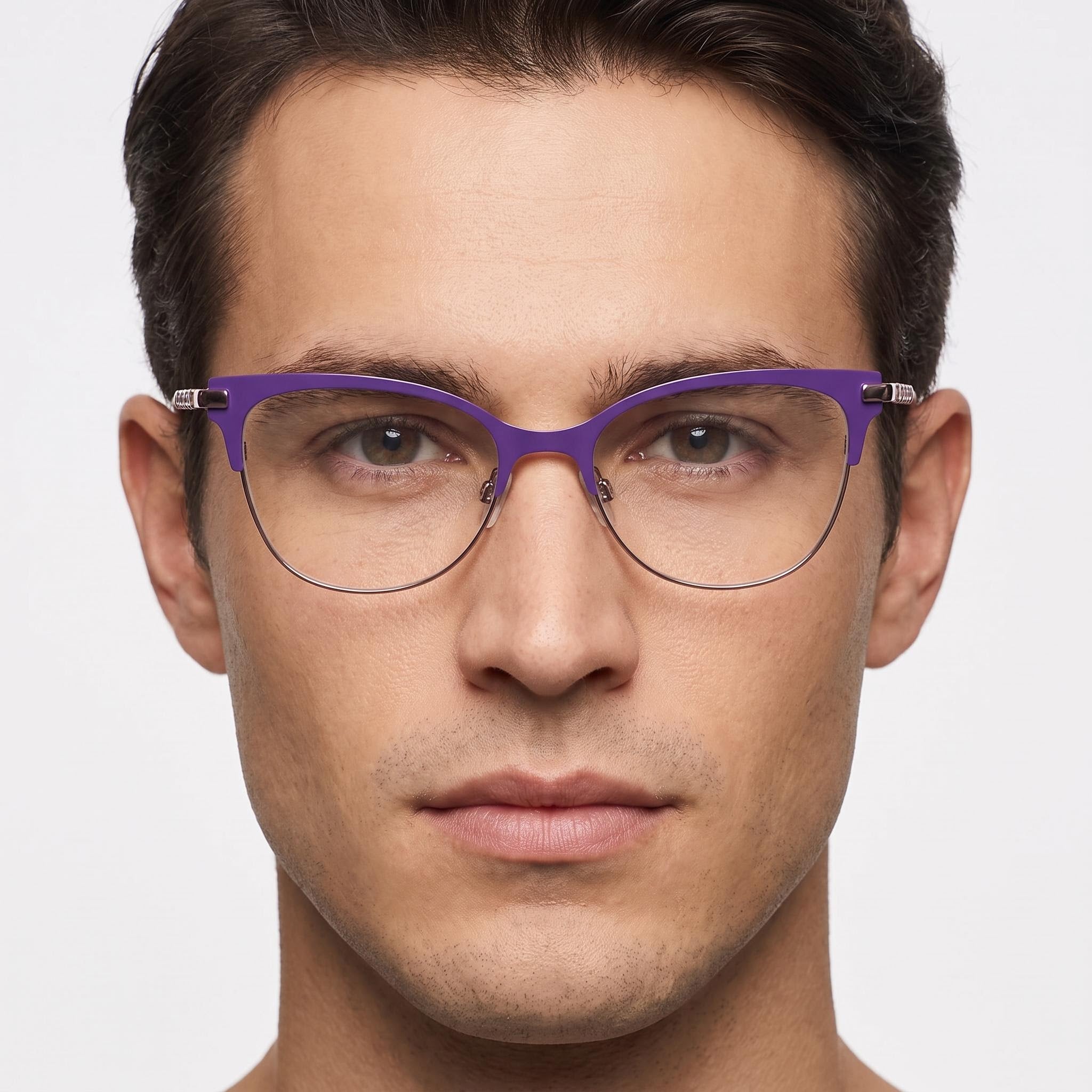 Gafas para hombre bebe Bb5224, montura de metal morada, lentes transparentes de policarbonato de 52 mm, Photo 4