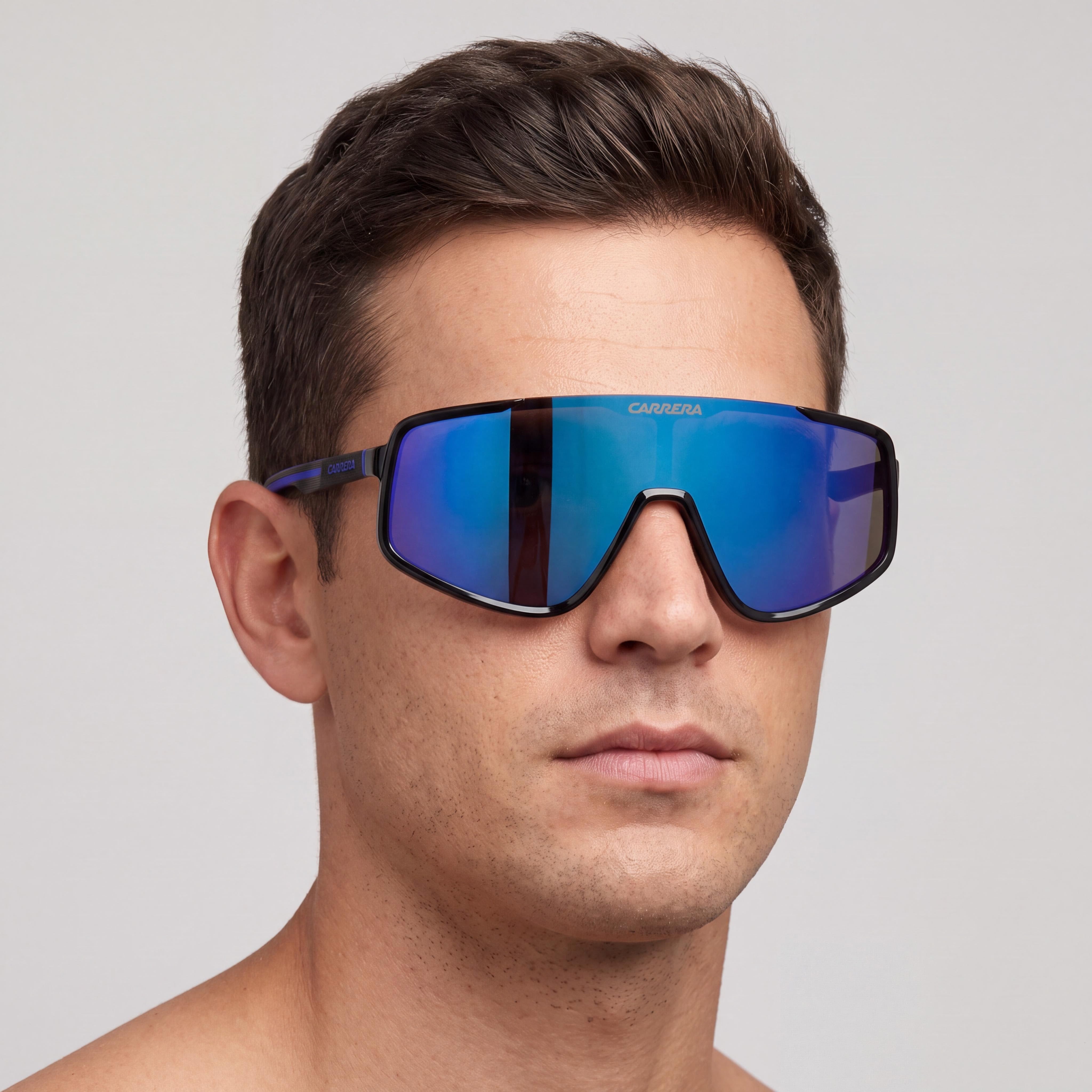 Carrera 4017/S Men's Casual Black Blue ECO Polyamide Sunglasses, Blue Multilayer Lenses, 100% UVA & UVB Protection, 99mm, Photo 4