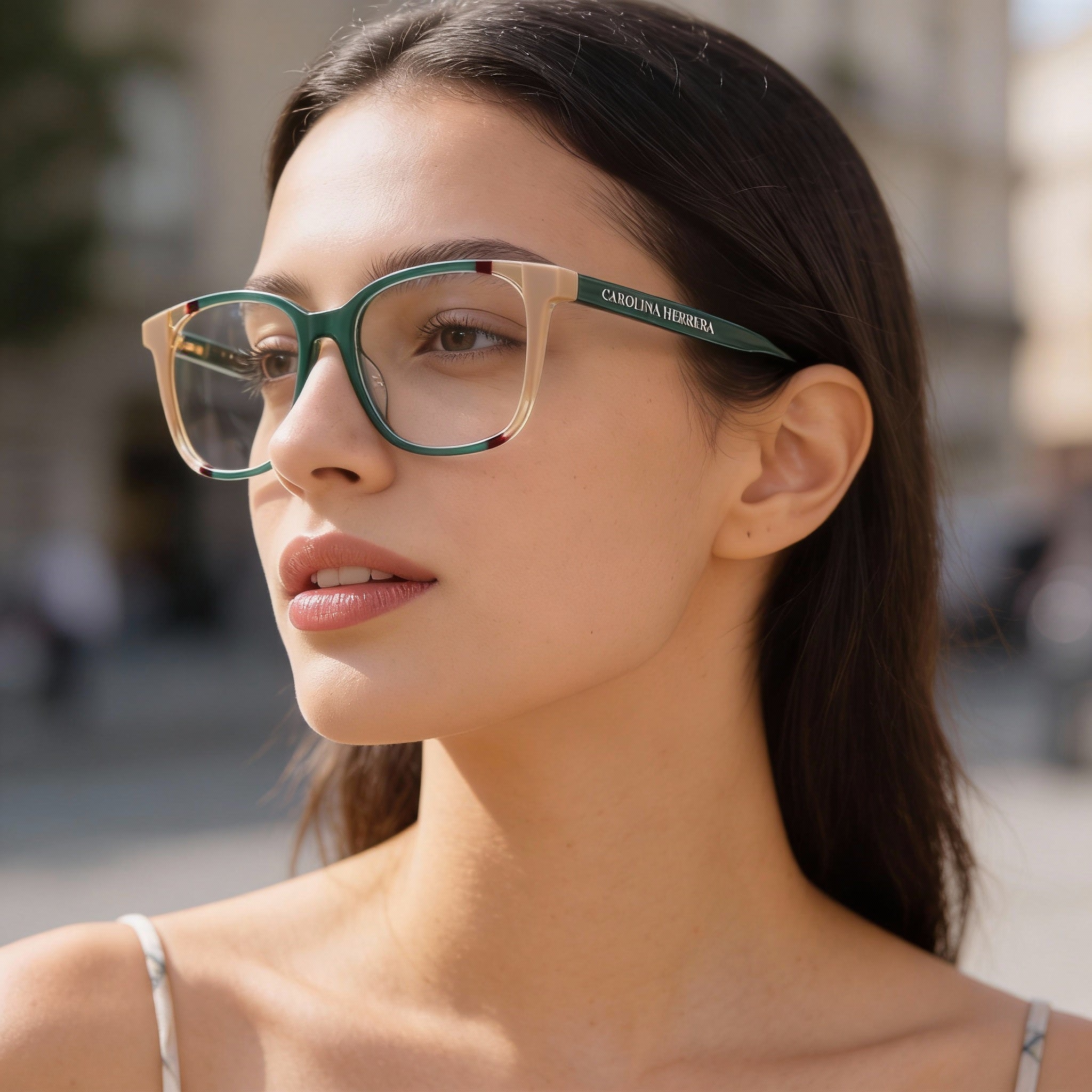 Carolina Herrera Modern Women's Acetate Teal Brown Frame Sunglasses with Polycarbonate Lenses 52mm, Photo 5