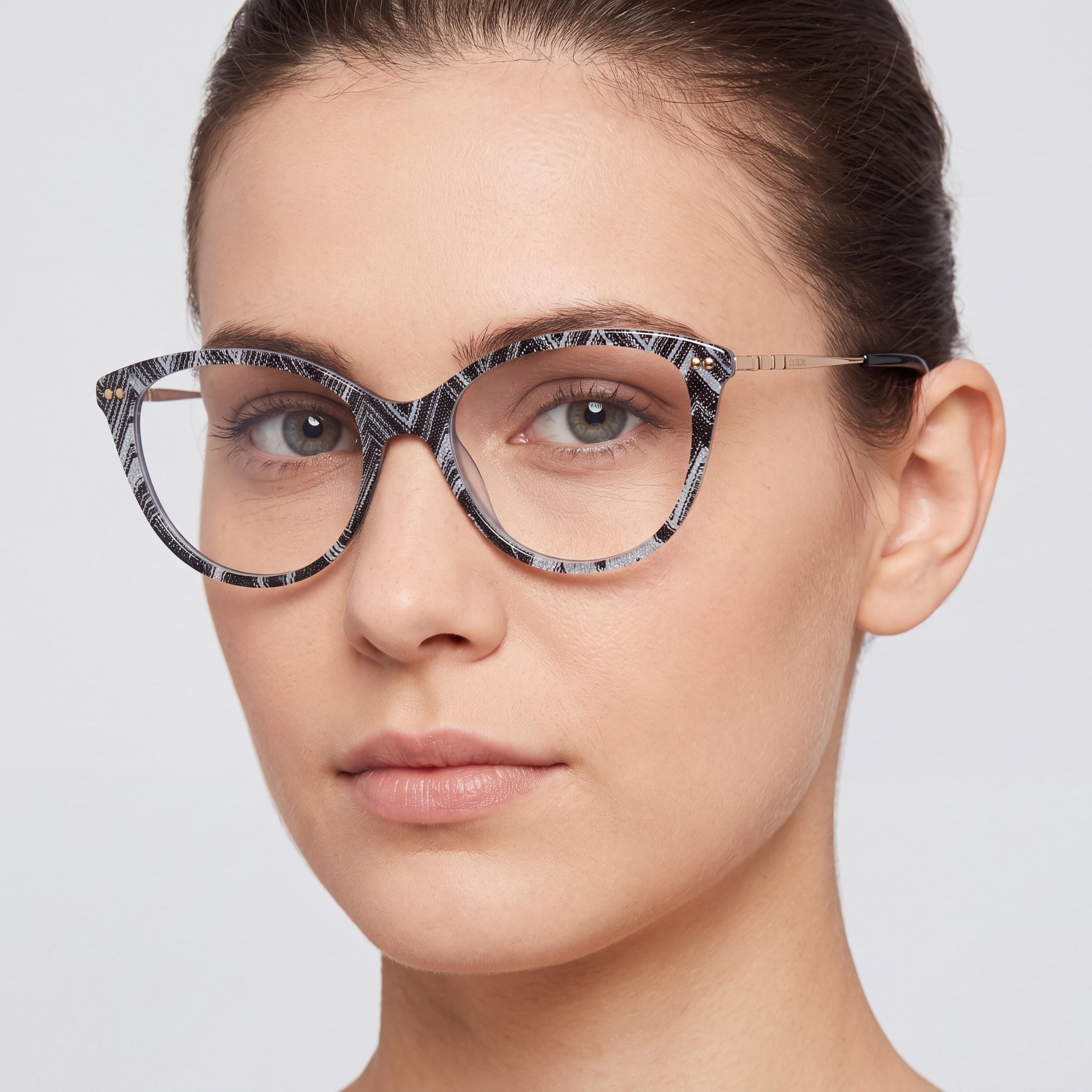 Missoni Mis 0109 Acetate Women's Optical Eyeglasses, White Black Pattern Frame, 54mm, Made in Italy, Photo 4