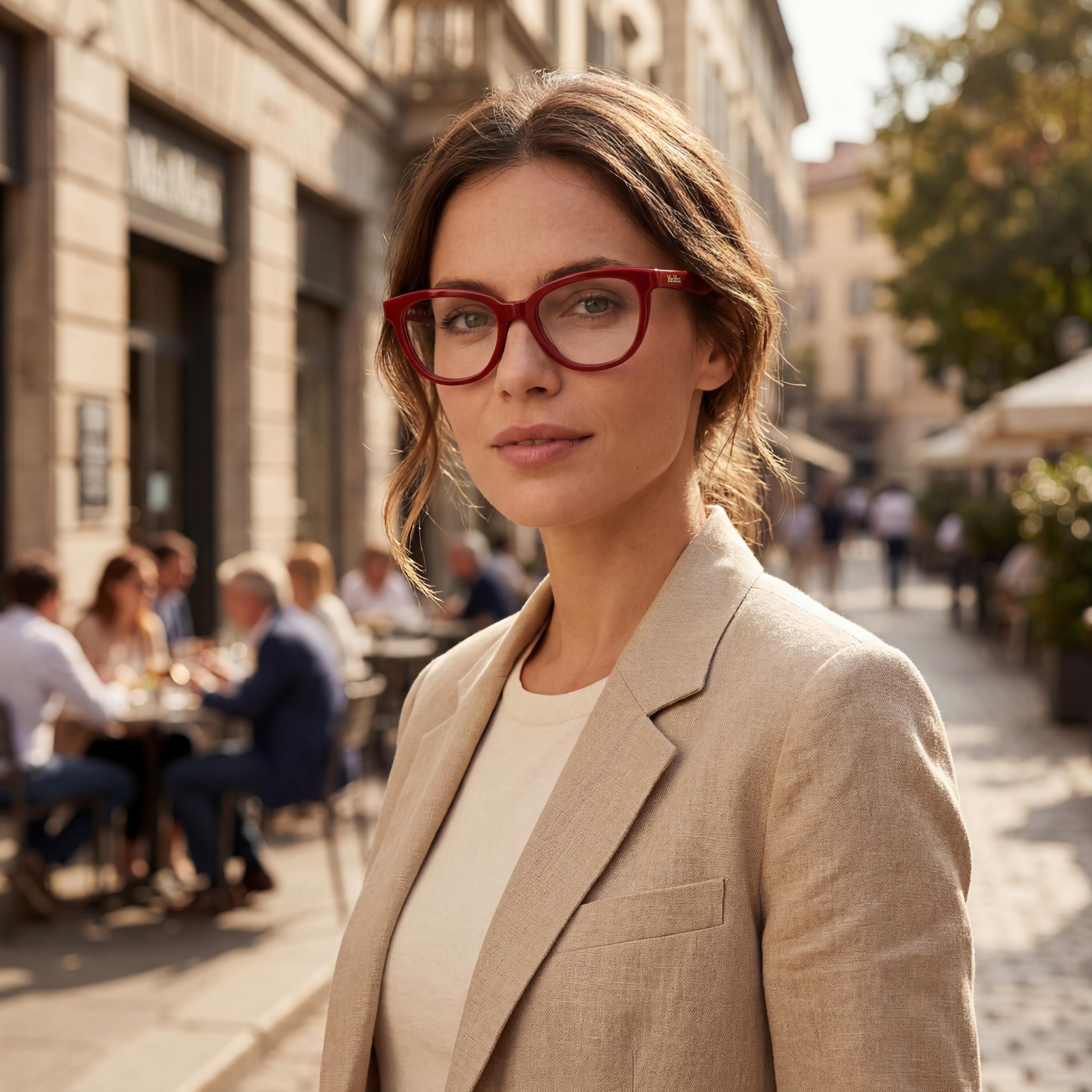 MaxMara Mm5143 Women's Dark Red Plastic Lightweight Frame with Polycarbonate Clear Lenses 53mm, Photo 4