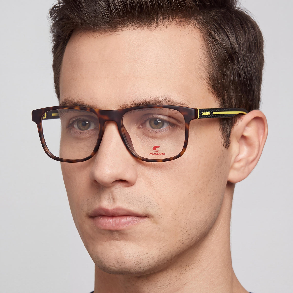 Carrera Men's Rectangular Optical Frames with Polarized Lenses, Polyamide Frame, Matte Havana, 55mm, Photo 4